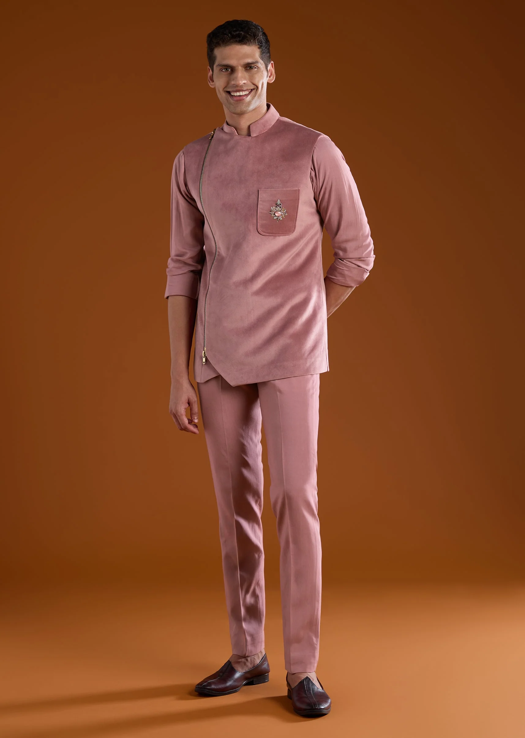Pink Velvet Tuxedo and Pant Set