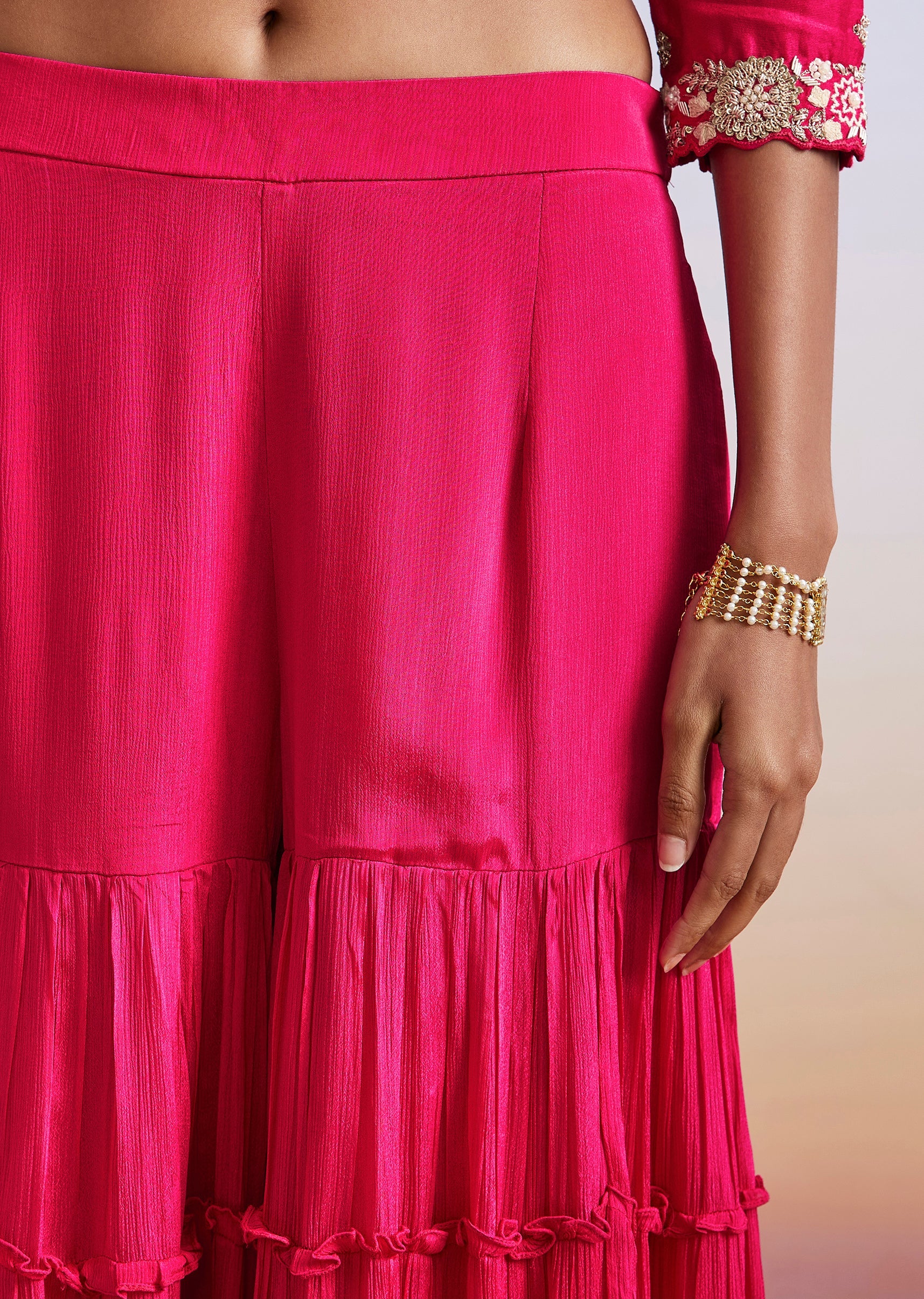 Pink Zardosi Embroidered Sharara Suit With Dupatta - Image 6