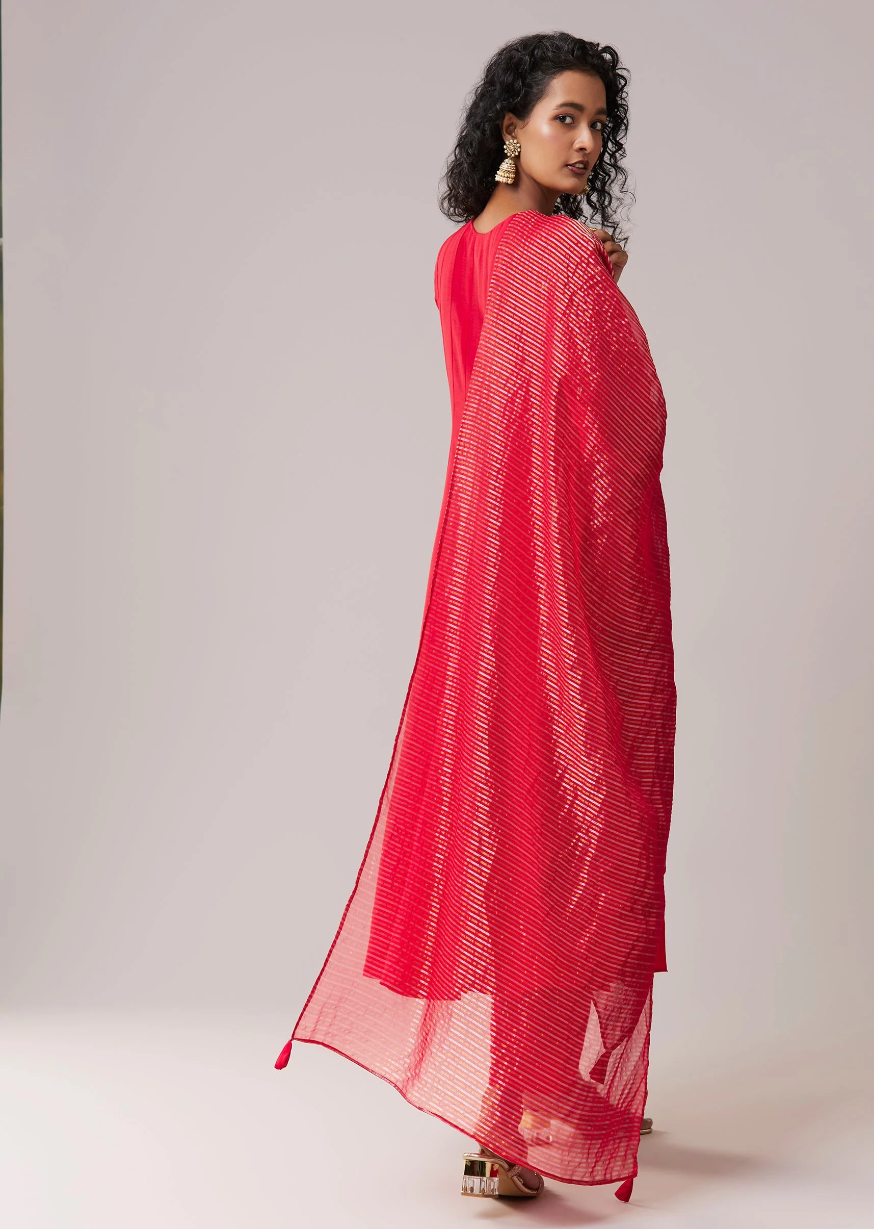 Pink Zardozi Embellished Silk Anarkali Set - Image 5