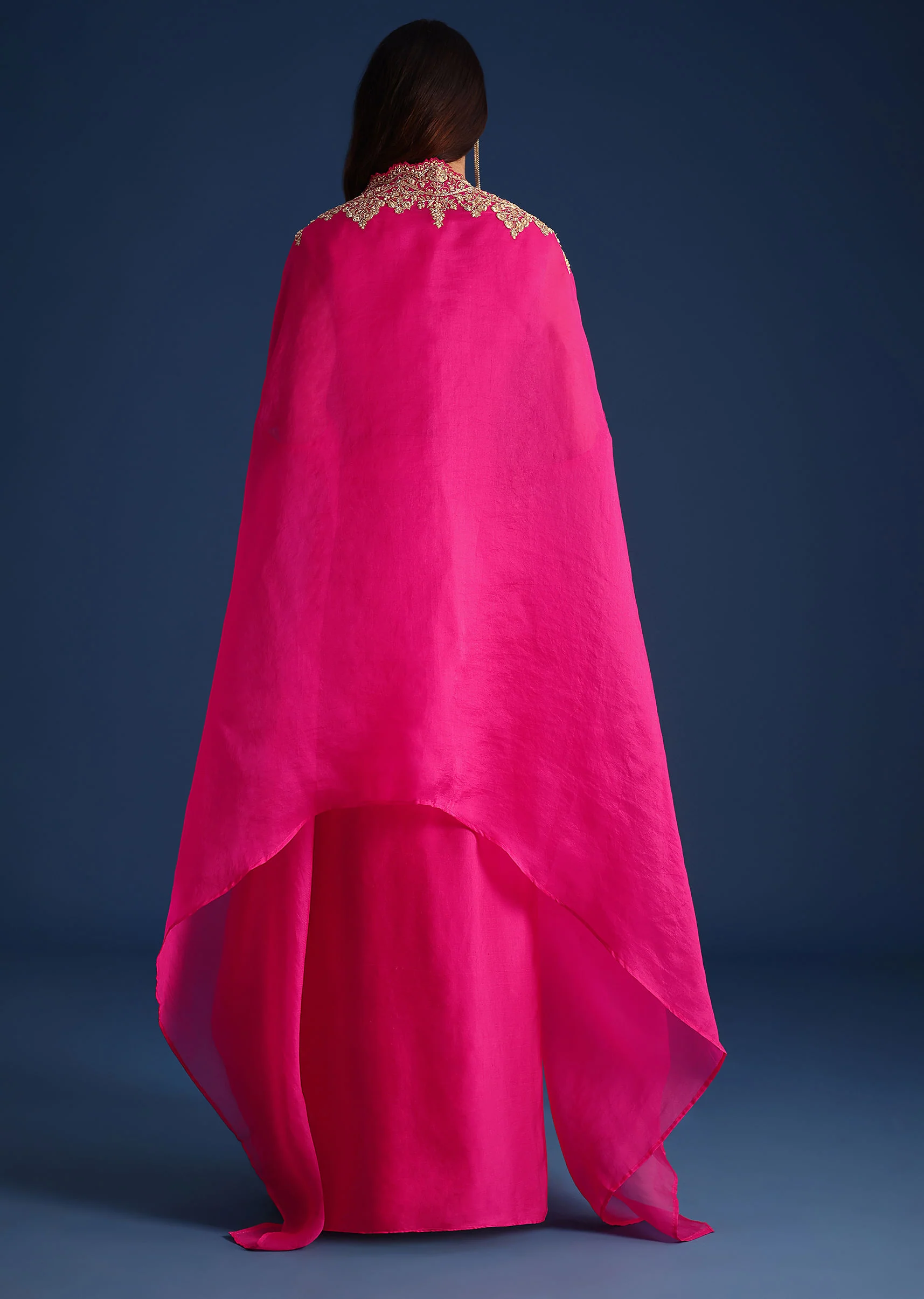 Pink Zardozi Embroidered Jacket With Skirt And Crop Top - Image 5