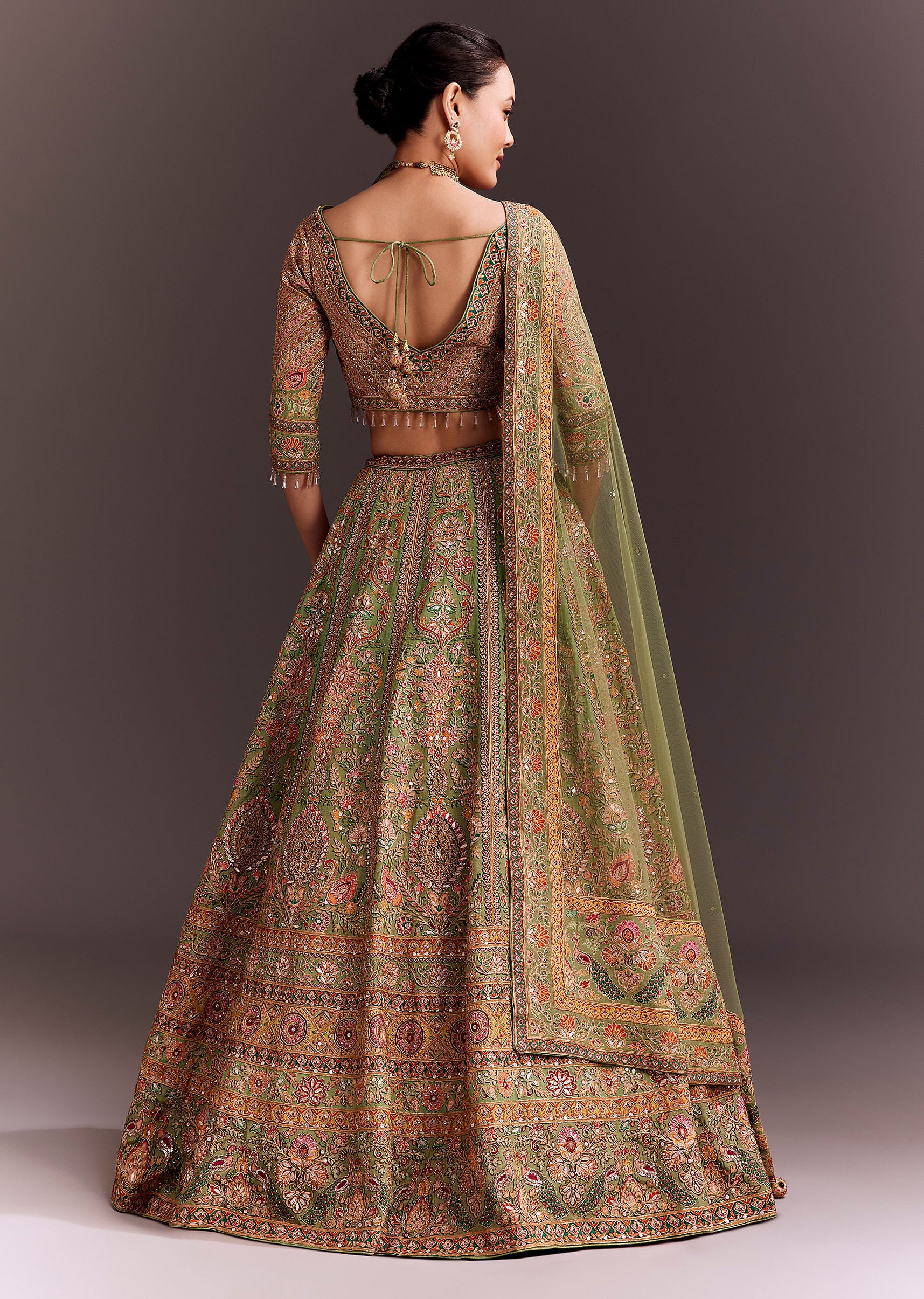 Pista Green Embroidered Lehenga Set - Image 5