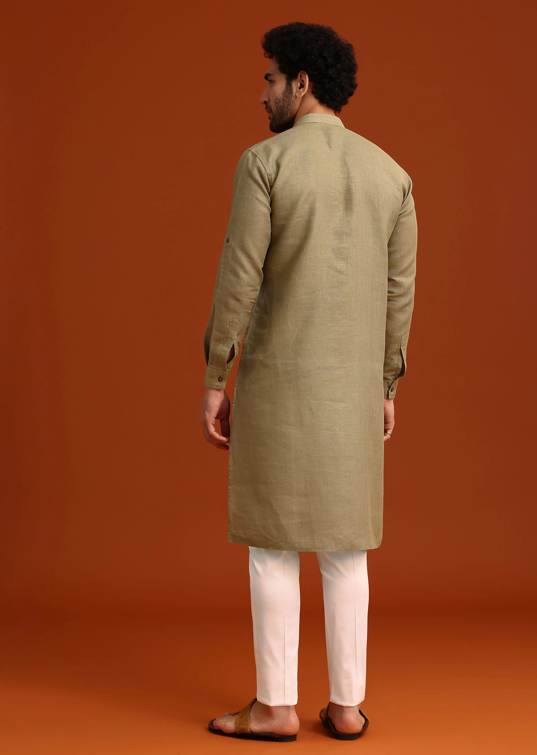 Pista Green Hand Work Kurta And Pant Set - Image 5