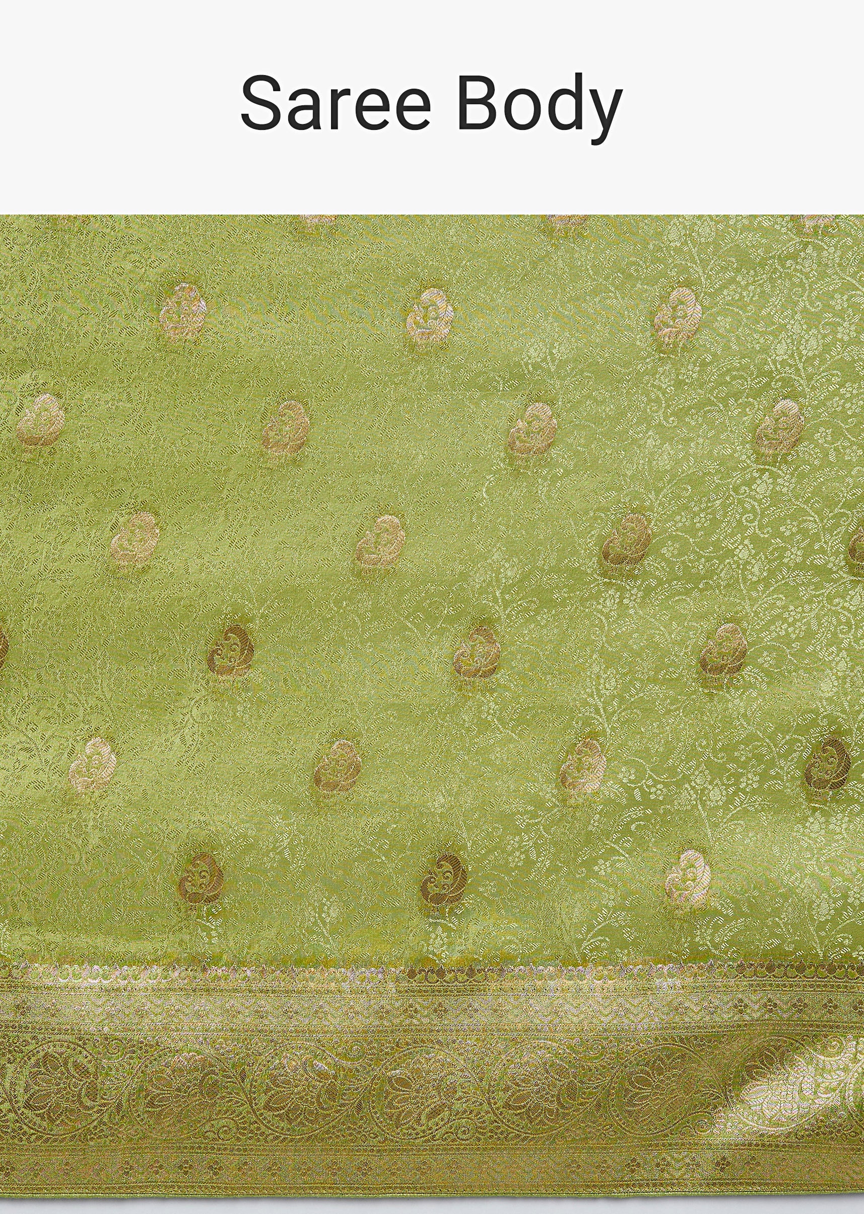 Pista Green Jacquard Dola Silk Saree - Image 9