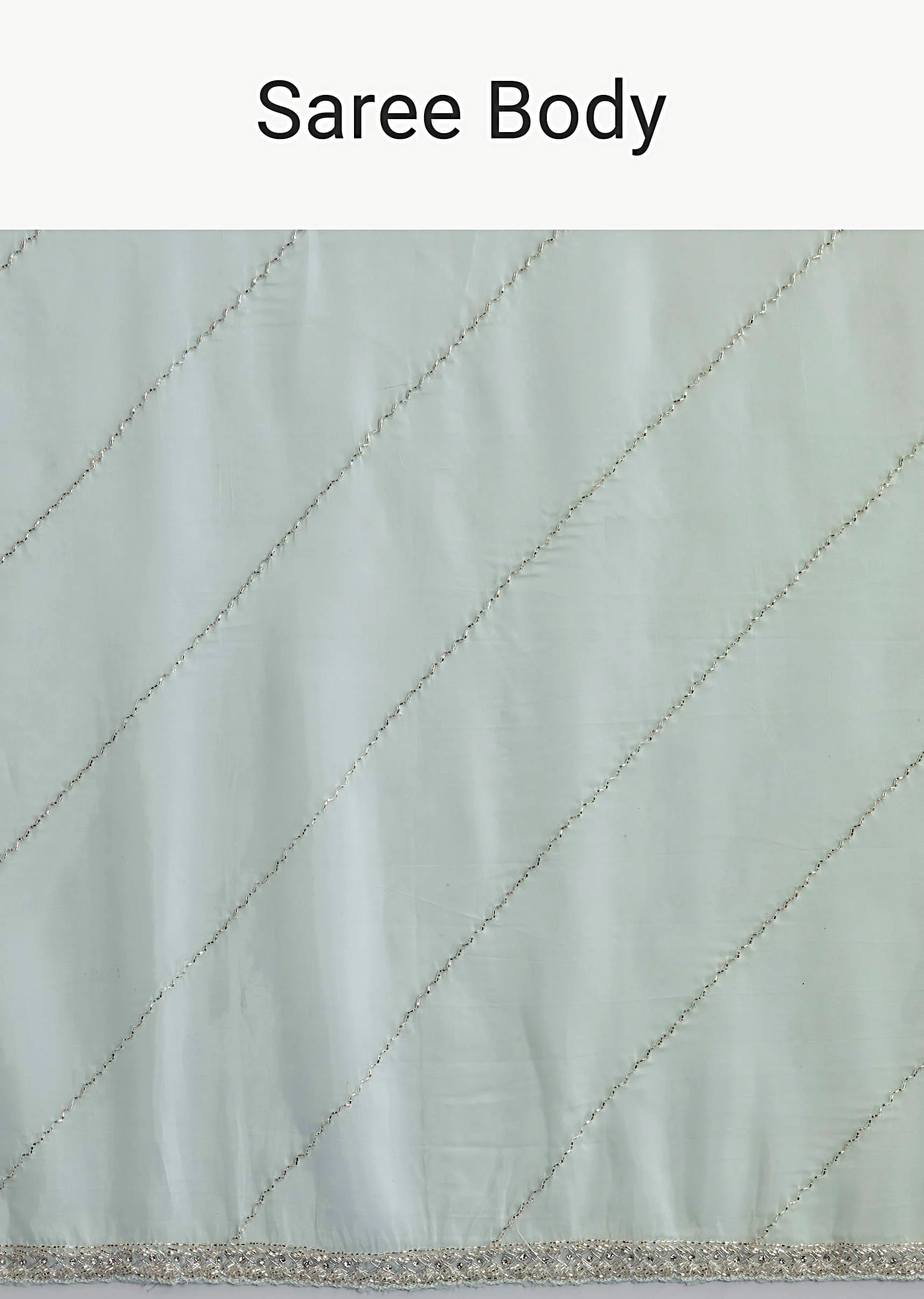 Powder Blue Organza Saree With Heavy Hand Embroidery - Image 10