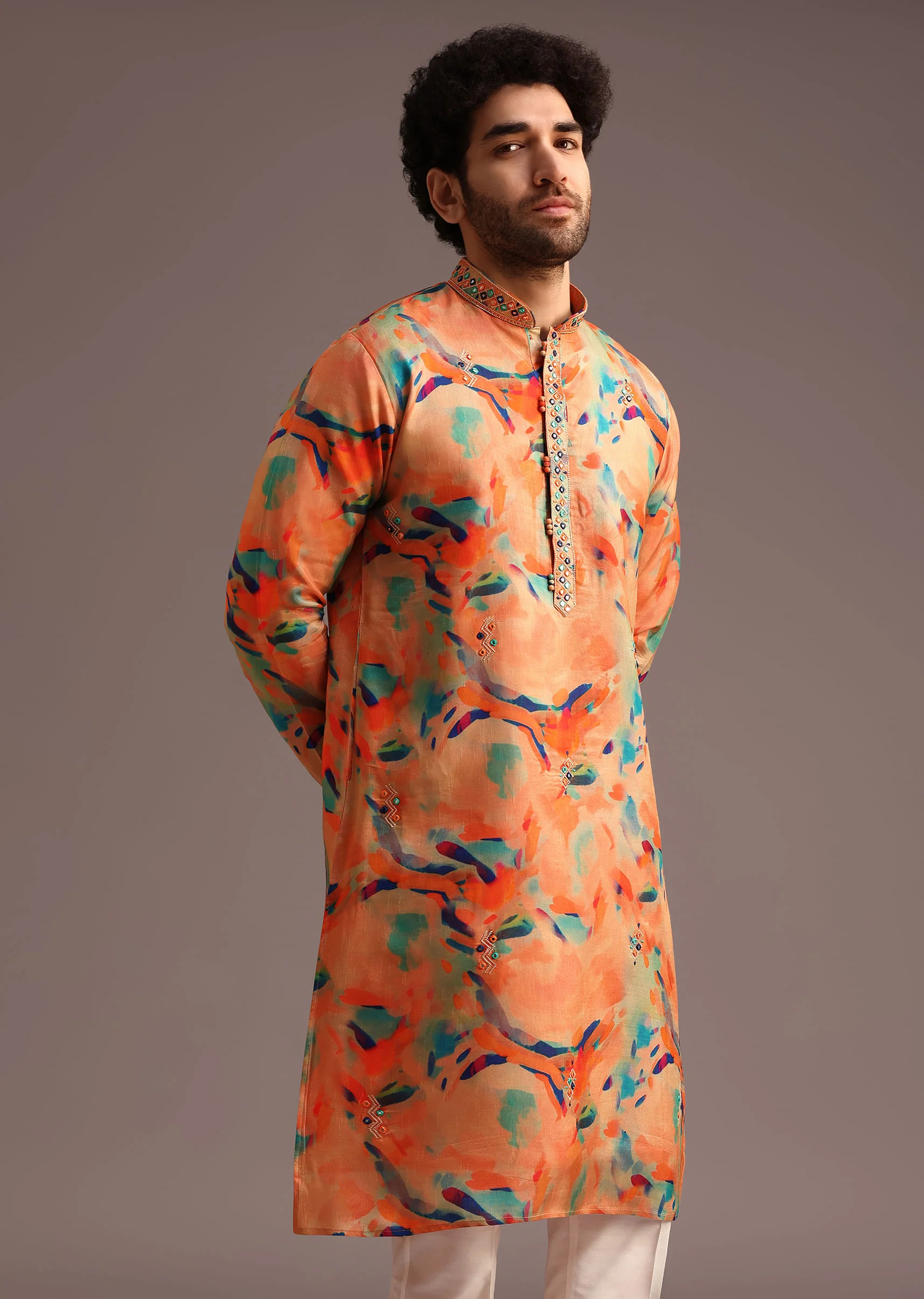 Print Multi Colour Abstract Print Kurta And Pant - Image 3