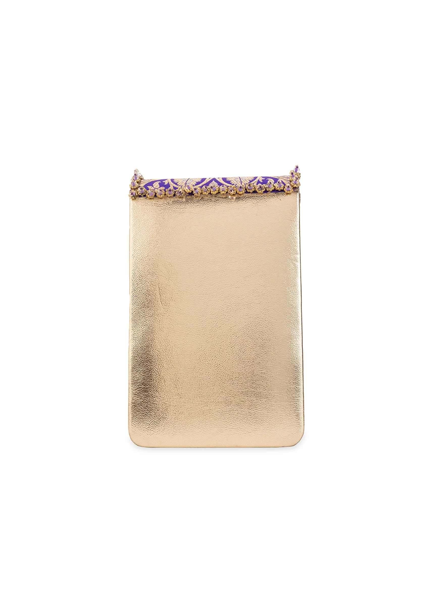 Purple and Gold Kundan Embellished Flap Bag - Image 3