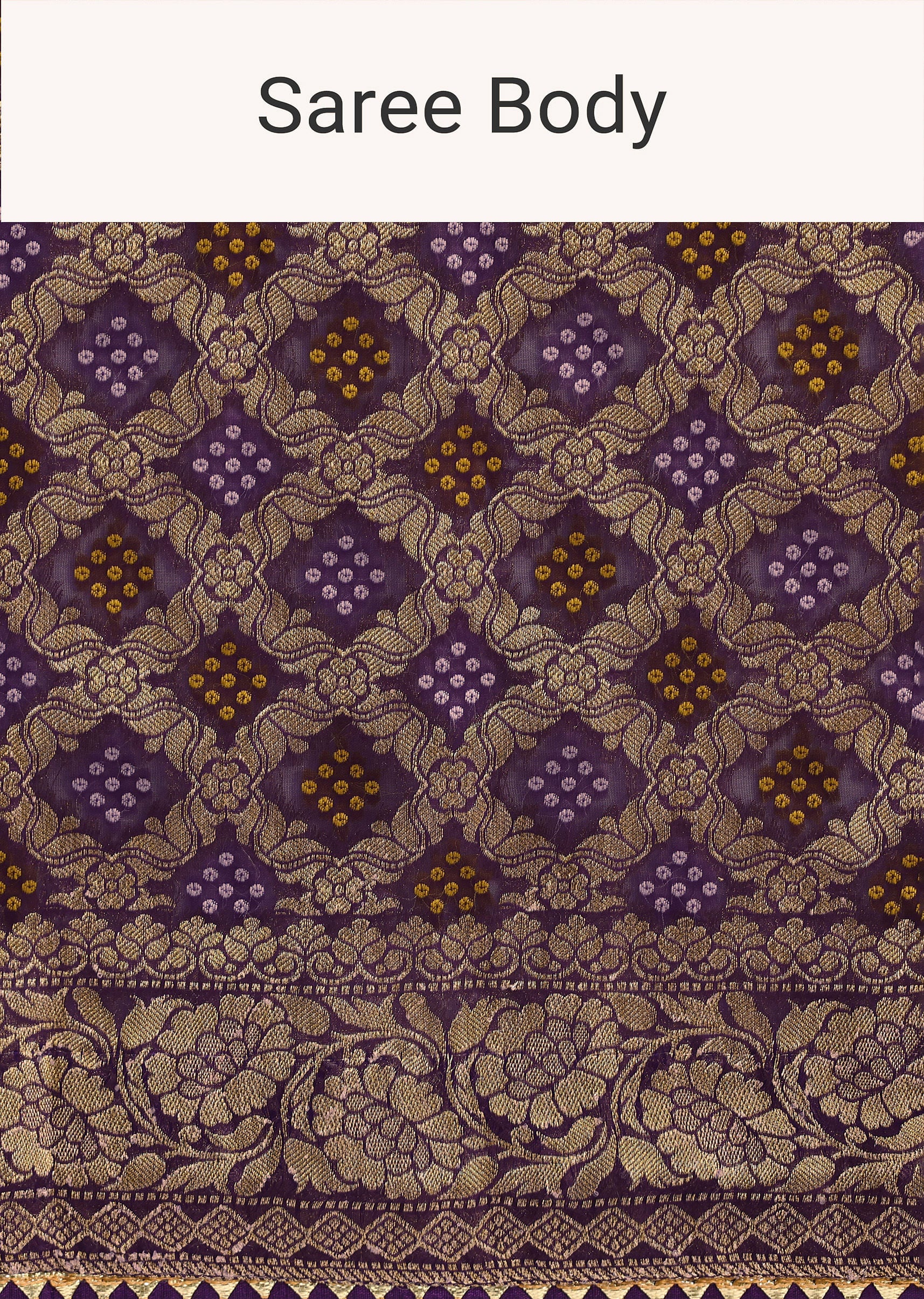 Purple Bandhani Tie Dye Saree With Zari Jaal And Unstitched Blouse - Image 9