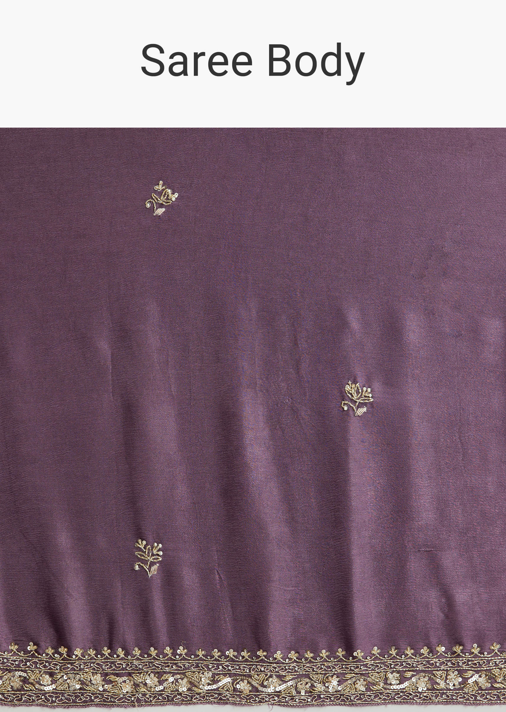 Purple Chinon Saree With Heavy Hand Embroidery - Image 9