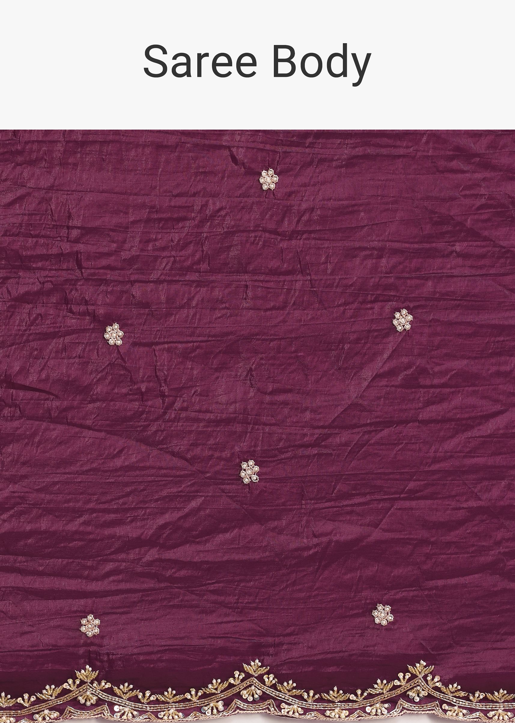 Purple Crushed Tissue Saree With Sequin And Cutdana Embroidered Border - Image 9