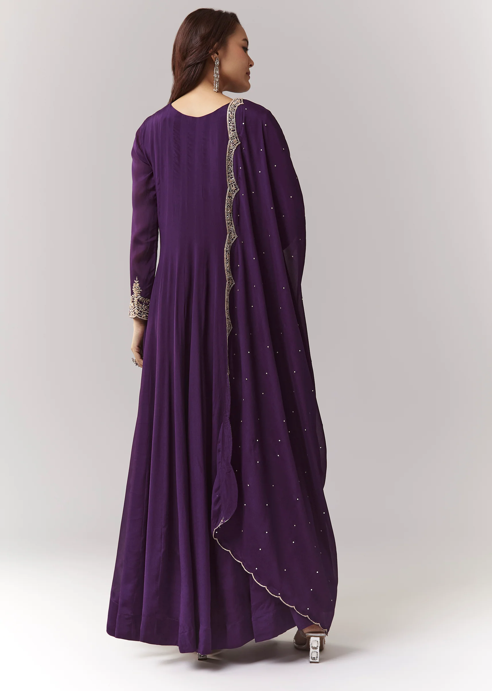 Purple Cut Dana Yoke Anarkali Set With Dupatta - Image 5