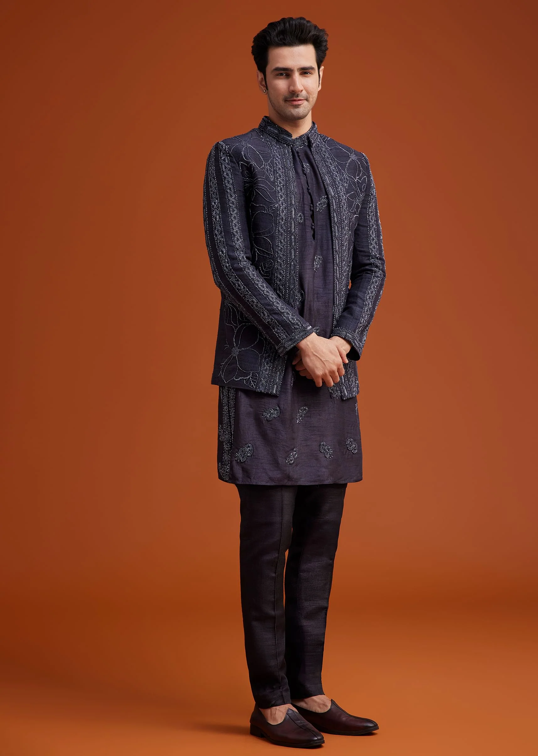 Purple Embroidered Jodhpuri Set - Image 2