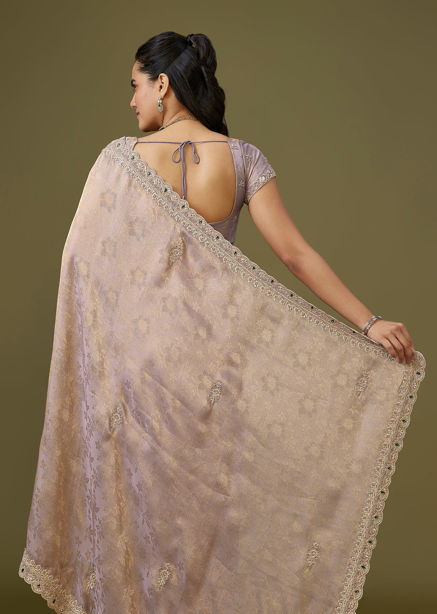Purple Jacquard Dola Silk Saree - Image 6