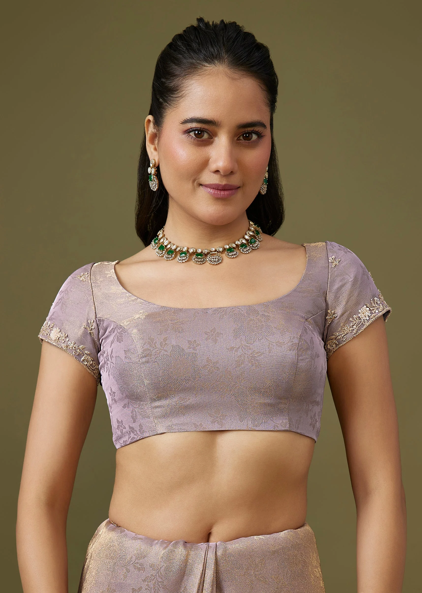 Purple Jacquard Dola Silk Saree - Image 7