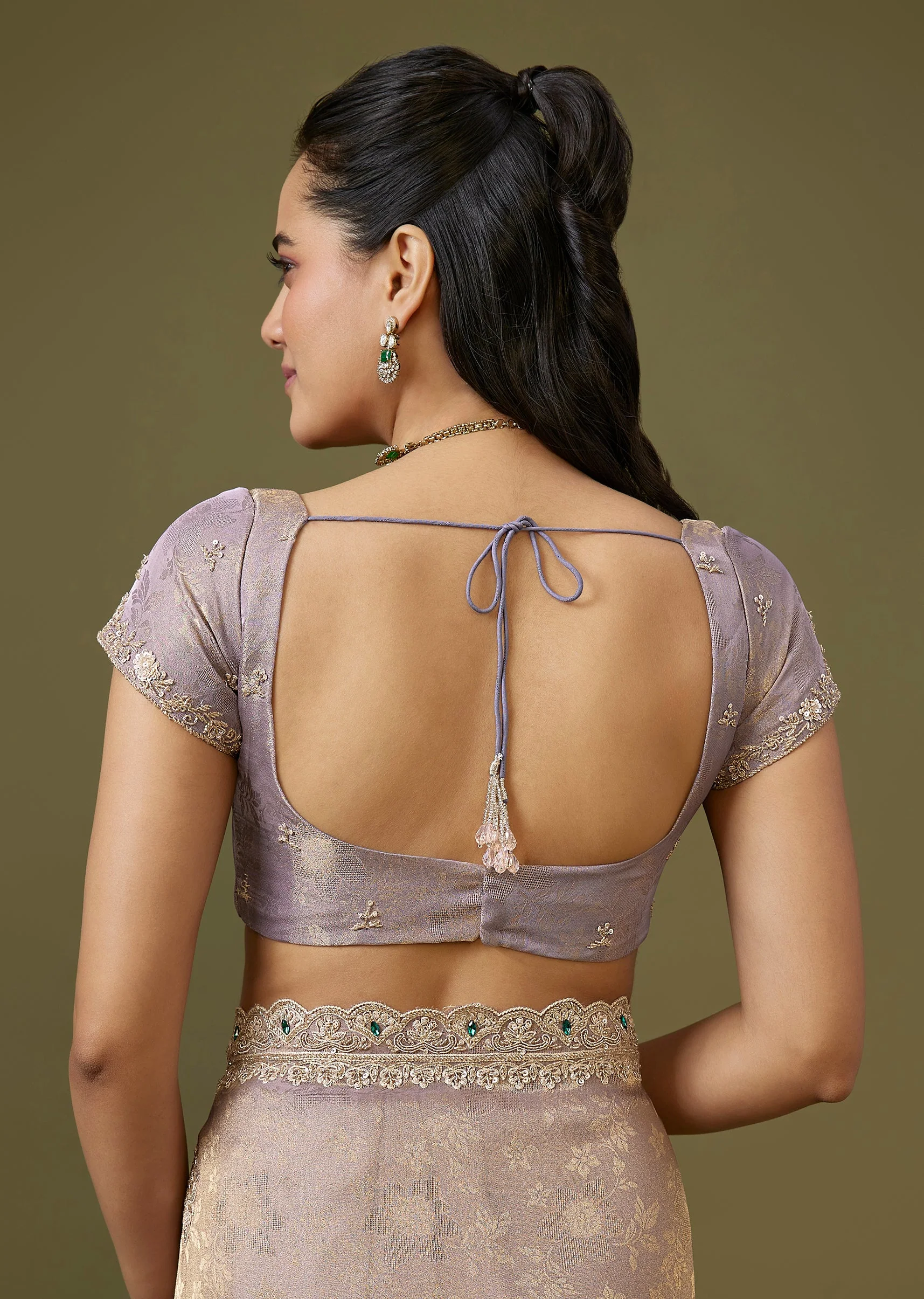 Purple Jacquard Dola Silk Saree - Image 8