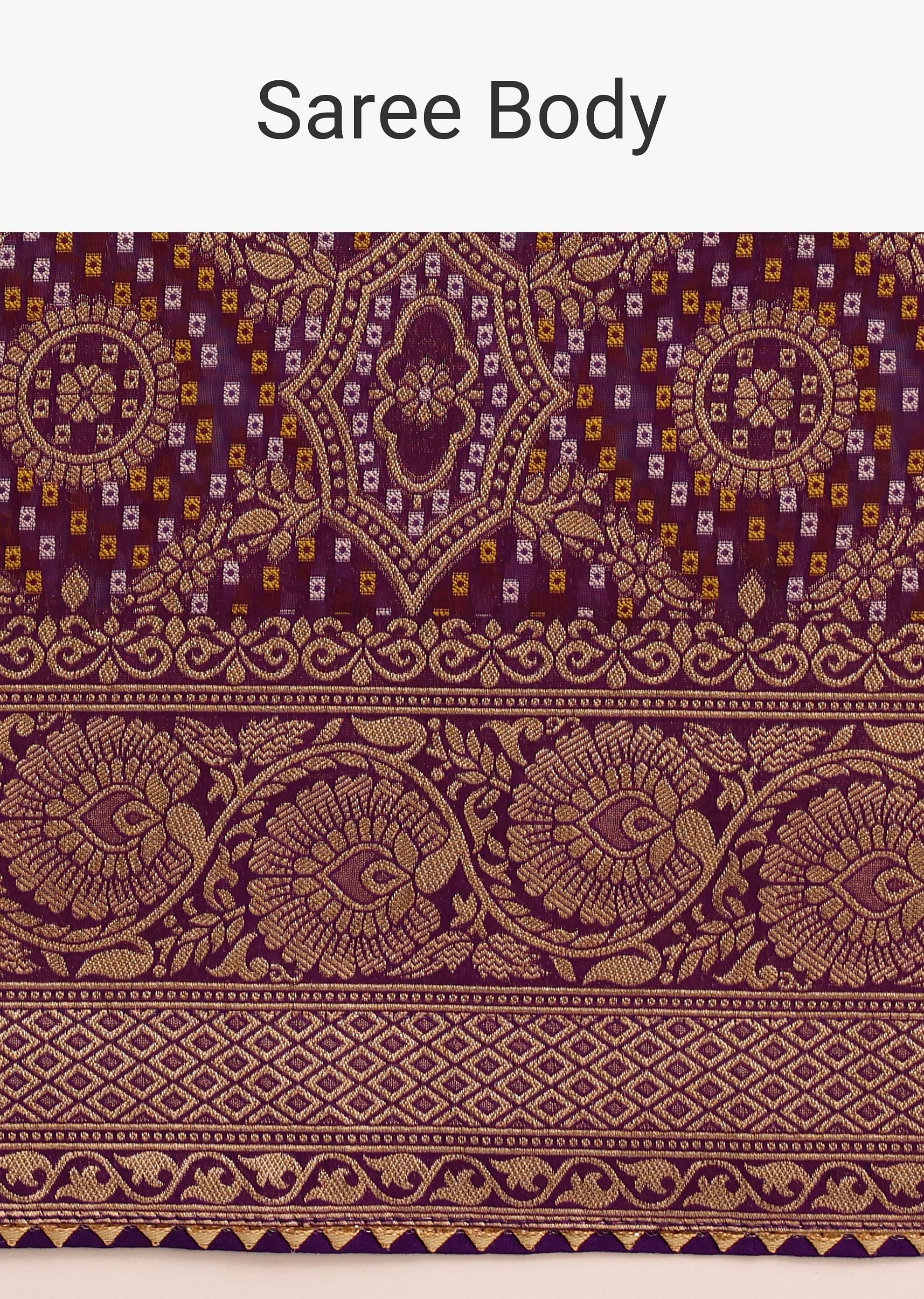 Purple Khaddi Georgette Woven Saree In Bandhani Detail With Gotta Patti Border - Image 9
