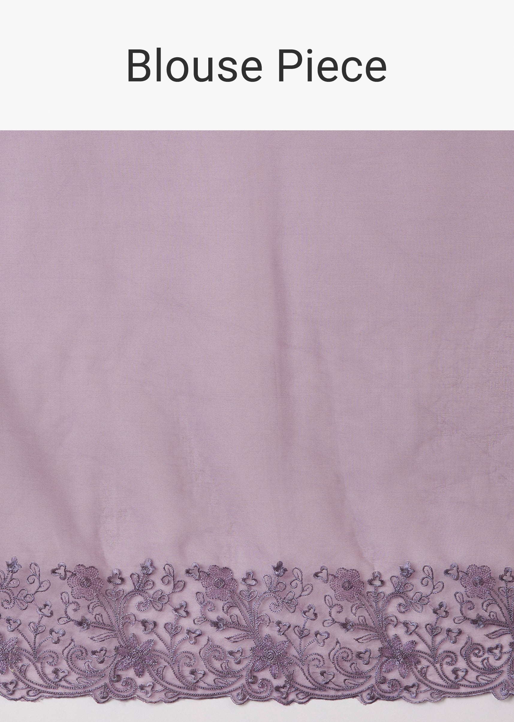 Purple Organza Saree With Floral Thread Work Border And Unstitched Blouse - Image 9