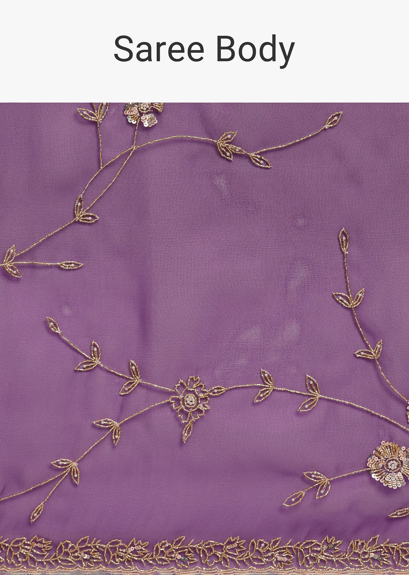Purple Organza Tissue Saree With Sequins And Cutdana Jaal - Image 9