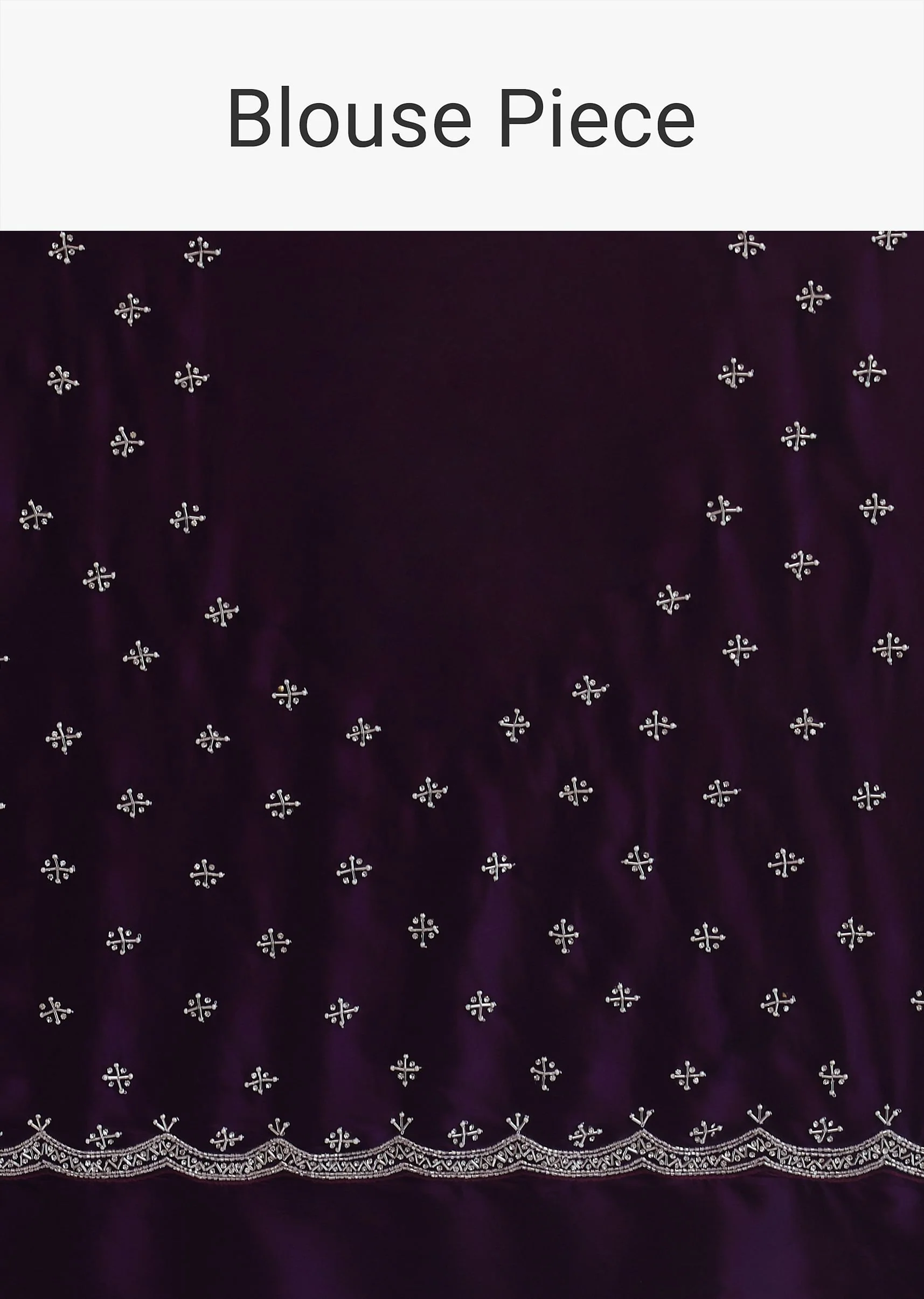 Purple Satin Chinon Saree With Stone Work And Unstitched Blouse Piece - Image 10