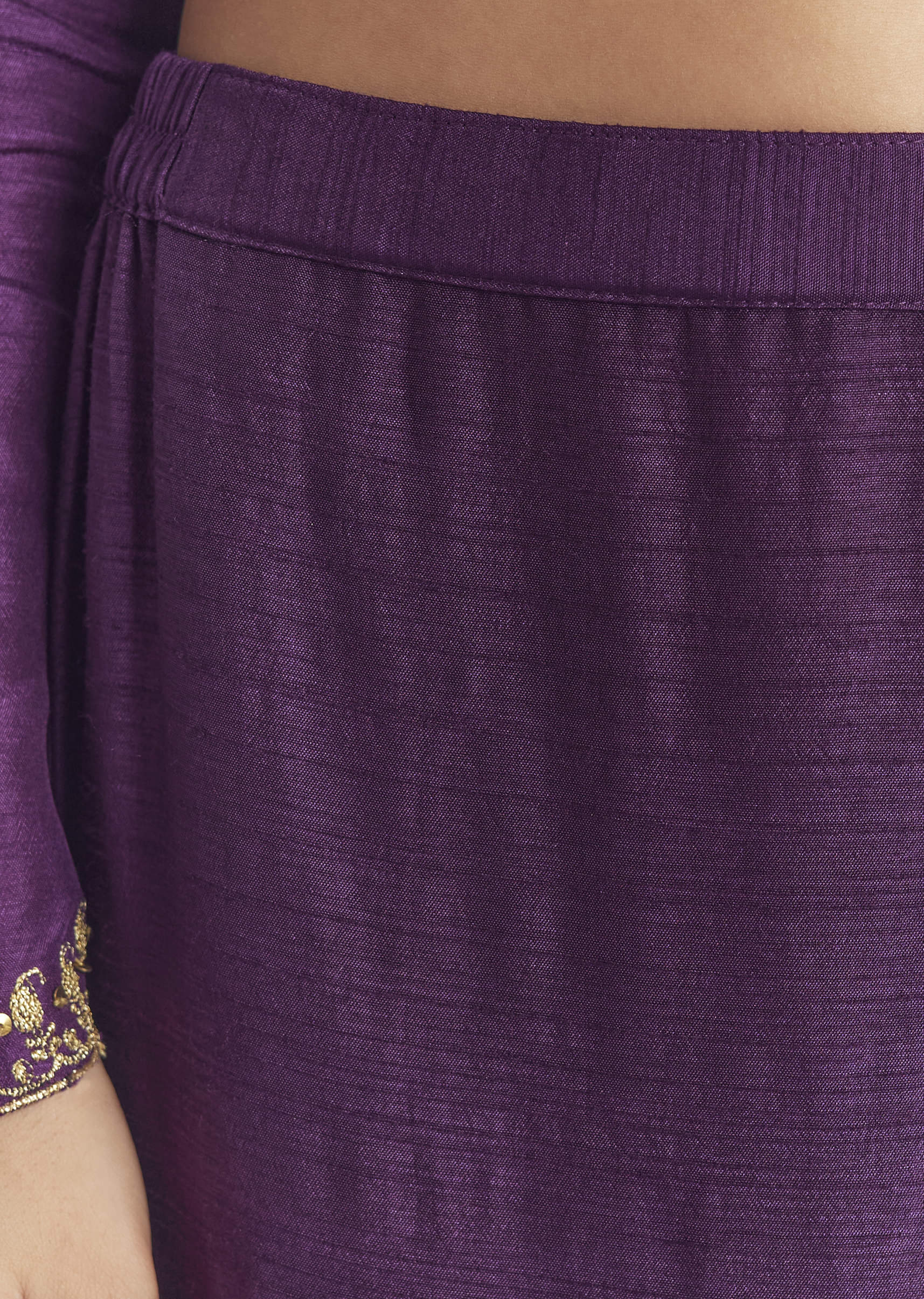 Purple Silk Anarkali Suit With Zari Thread Work - Image 6
