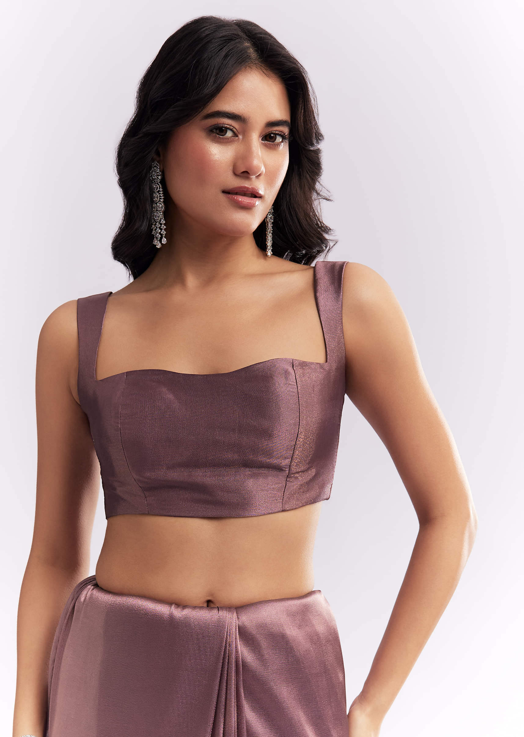 Purple Silk Organza Saree With Heavy Hand Embroidery - Image 7