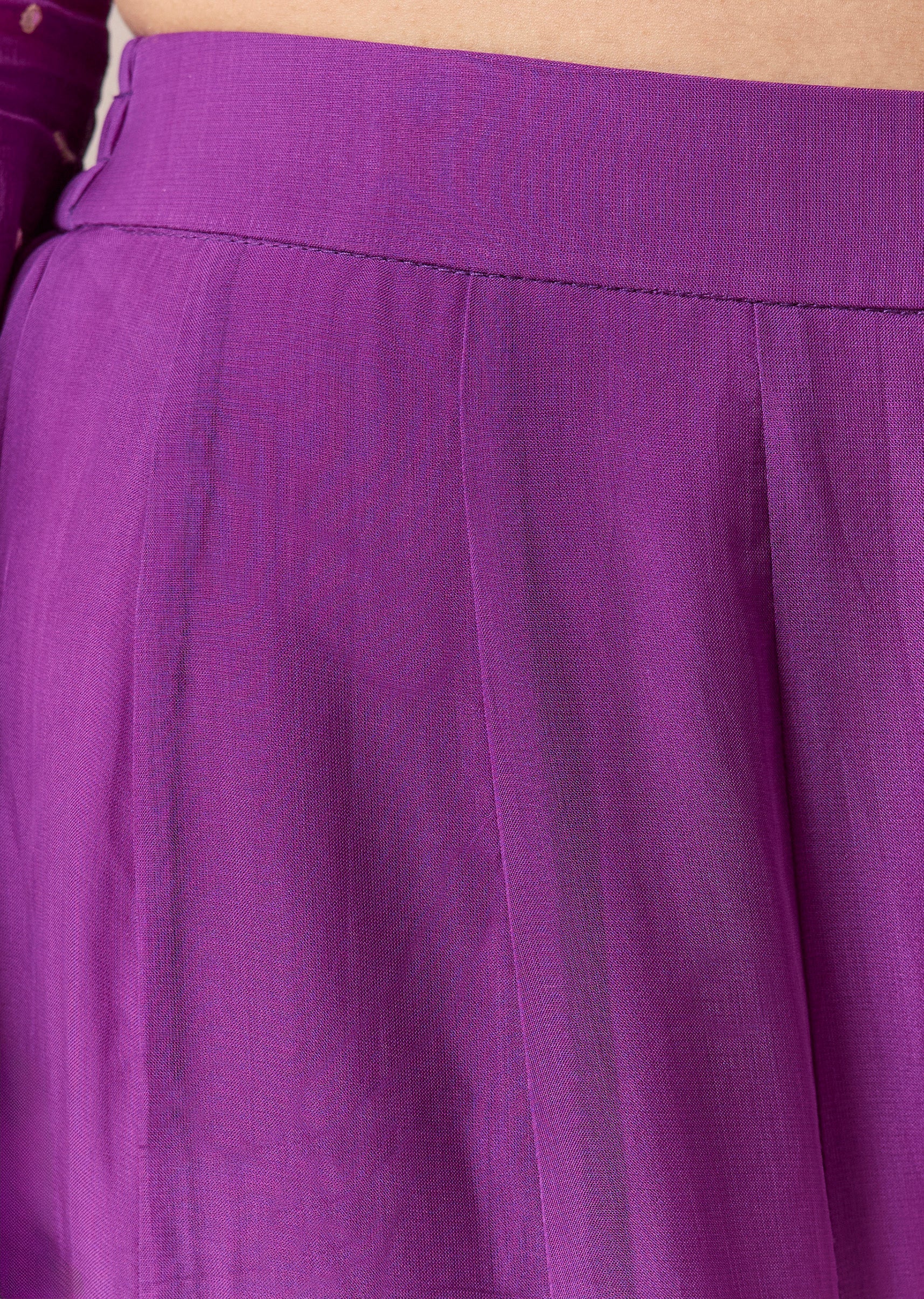 Purple Zardosi Palazzo Suit Set With Dupatta - Image 6