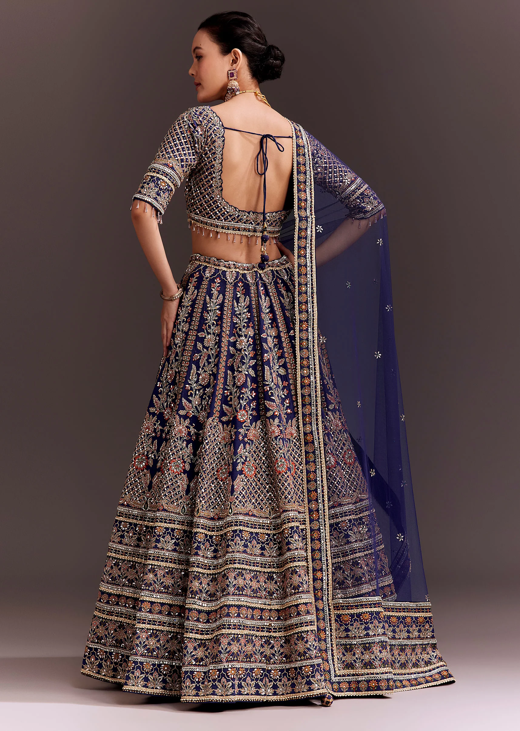Purple Zari Embroidered Lehenga Set - Image 5