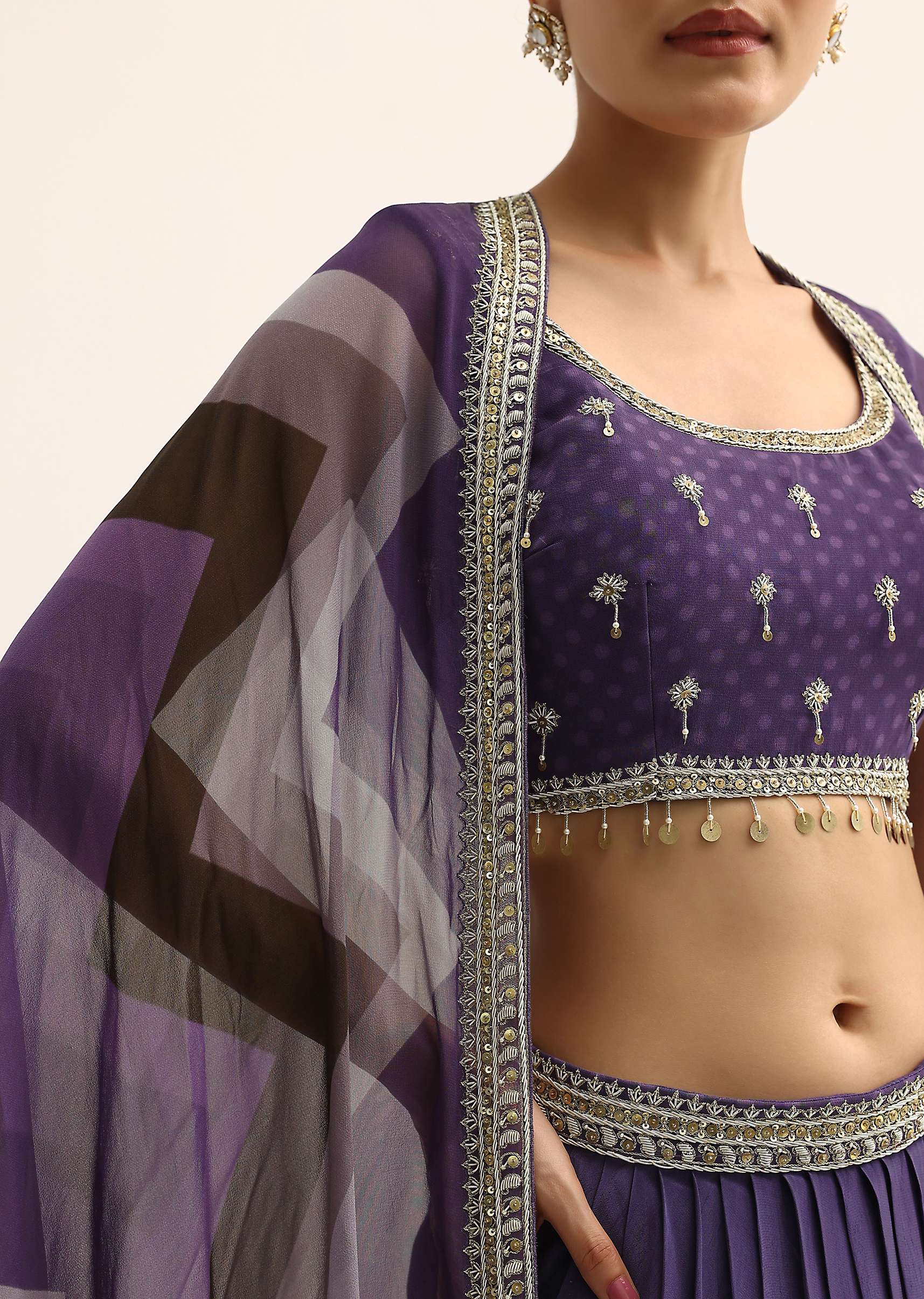Purple Zig Zag Print Jacket And Skirt Set - Image 2