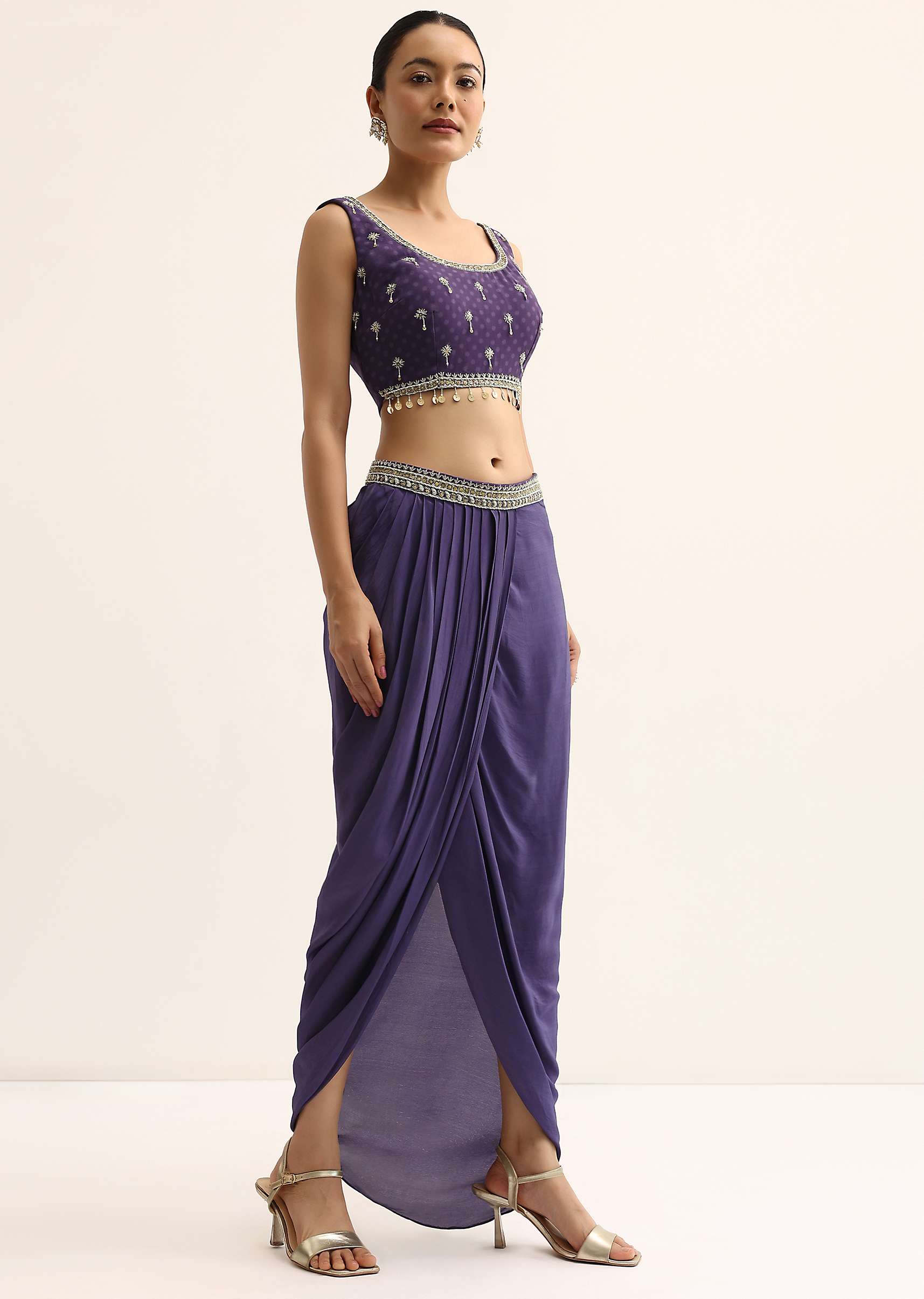 Purple Zig Zag Print Jacket And Skirt Set - Image 5