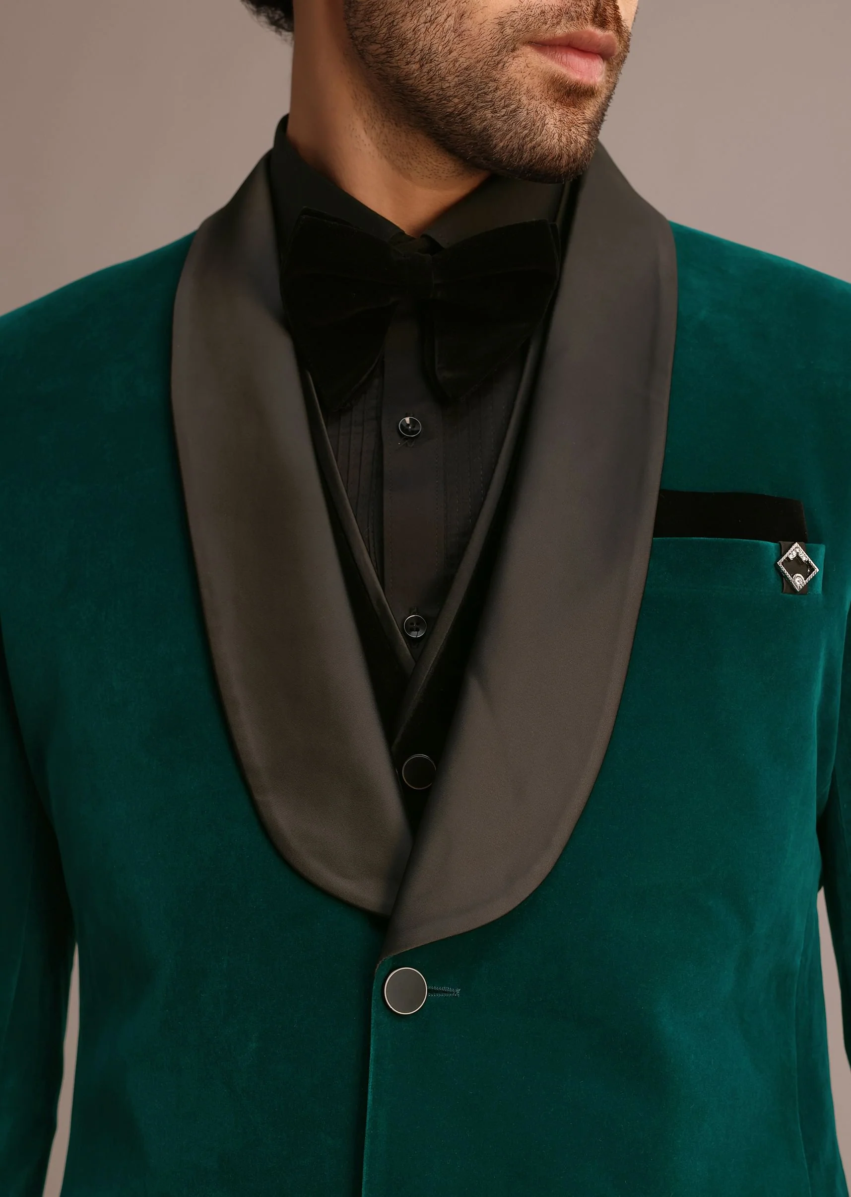 Rama Blue Velvet Tuxedo Suit - Image 4