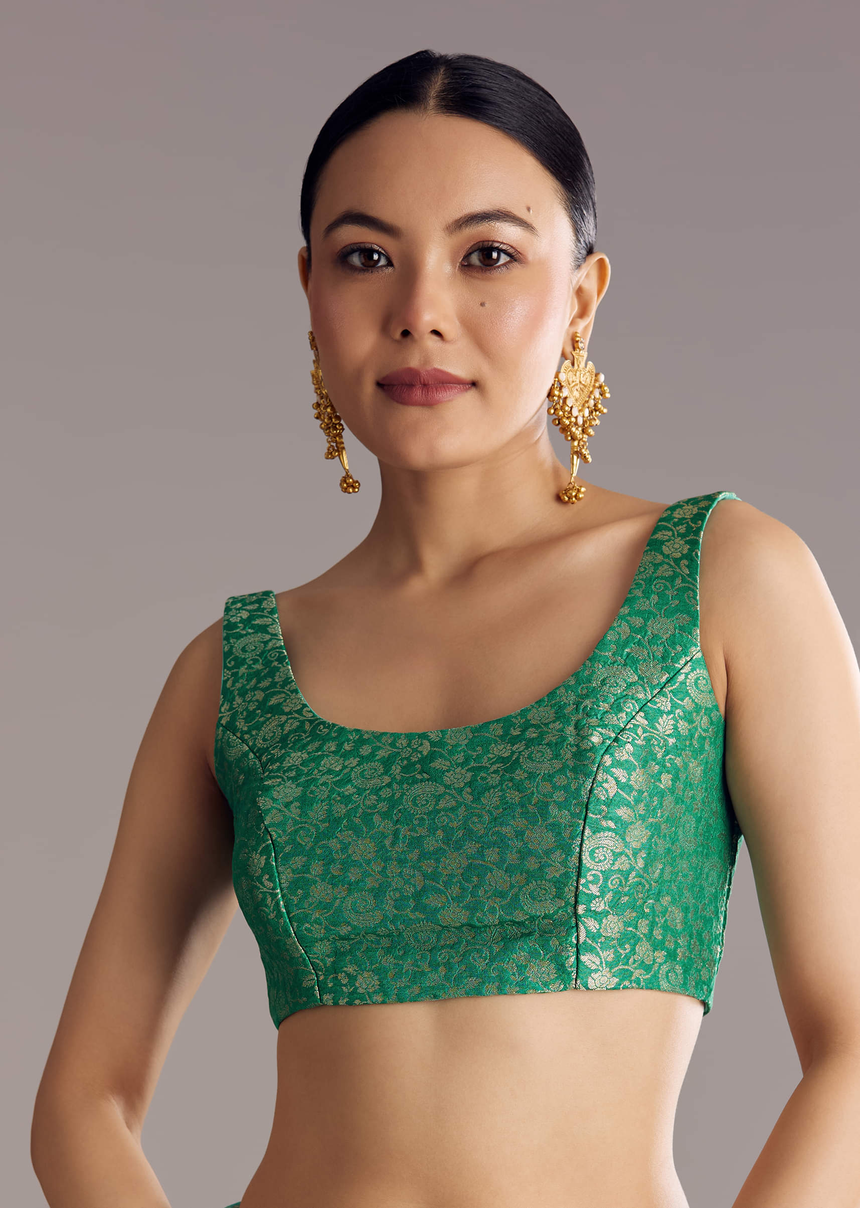 Rama Green Dola Silk Saree - Image 7