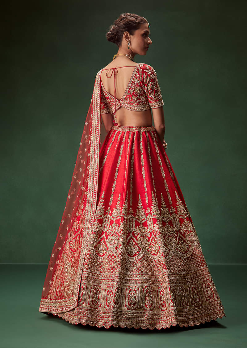 Rani Bridal Lehenga With Zardozi And Thread Embroidery - Image 2