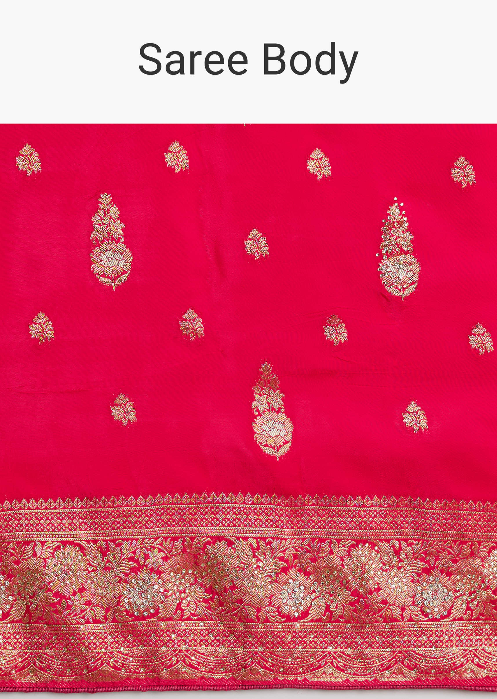 Rani Pink Dola Silk Saree With Zari And Stone Embellishments - Image 9