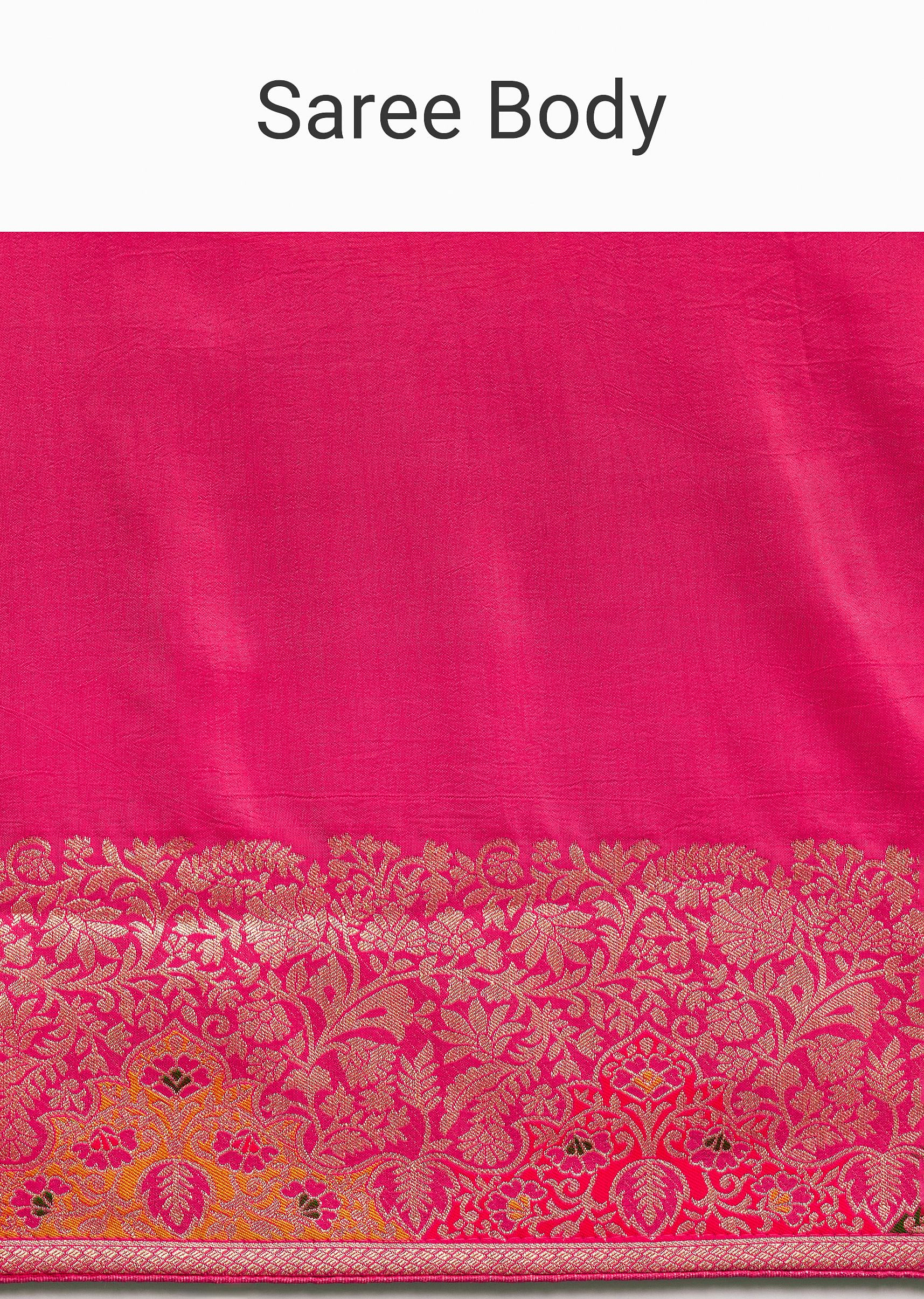 Rani Pink Dola Silk Saree With Zari Detailing - Image 9