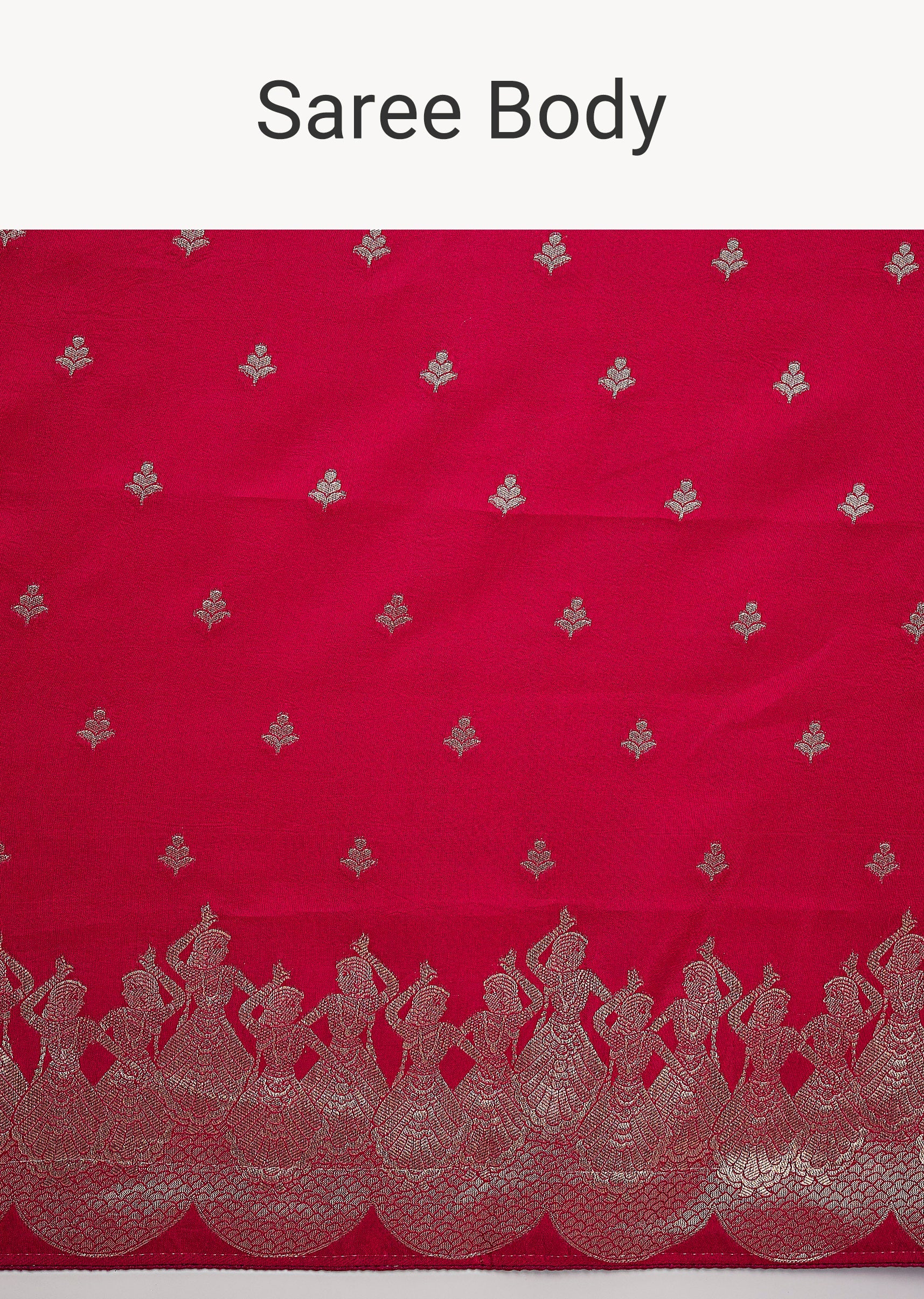 Rani Pink Dola Silk Saree With Zari Woven Butti - Image 9