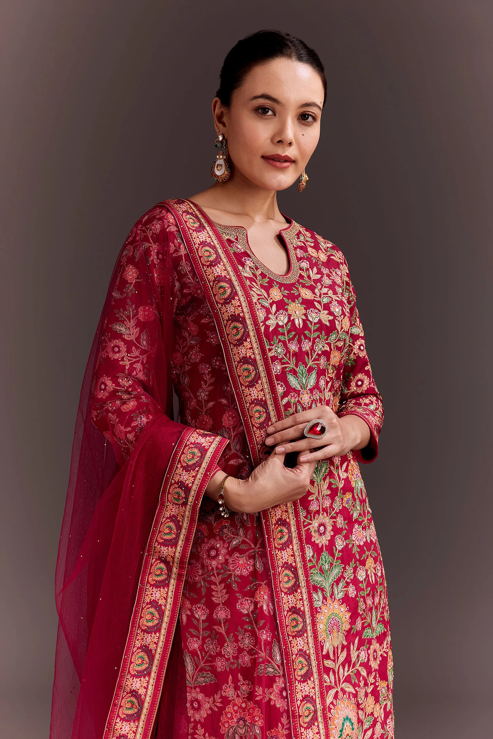 Rani Pink Embroidered Palazzo Set - Image 2