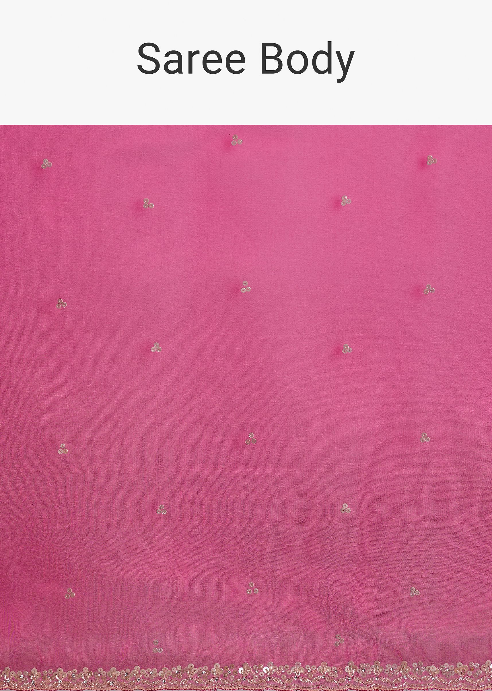Rani Pink Glass Tissue Saree With Cutdana And Sequins Scallop Border - Image 9