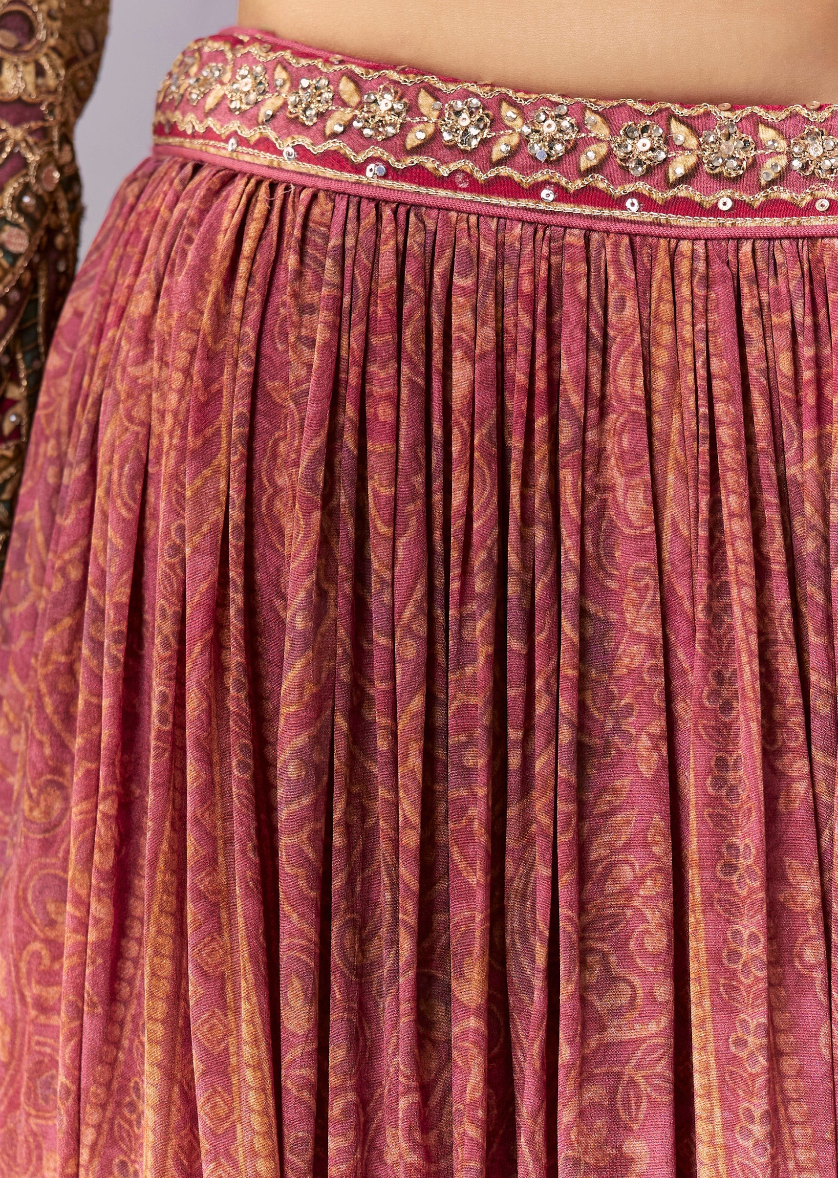 Rani Pink Printed Palazzo Set With Dupatta - Image 6