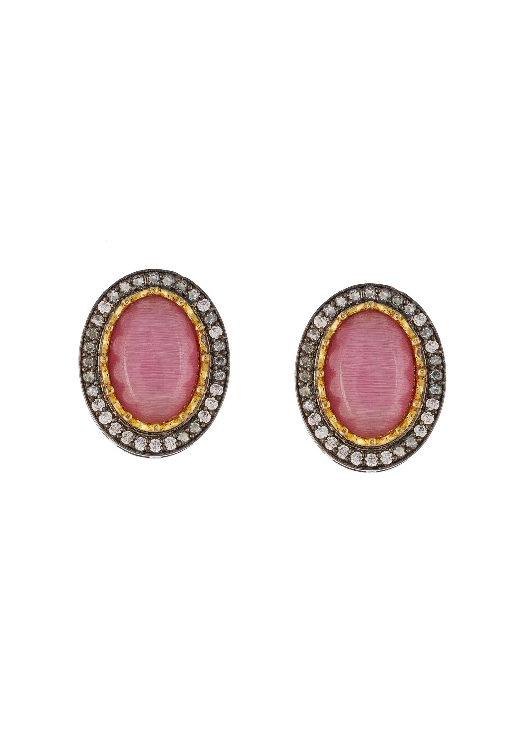 Rani Pink Studs In Kundan Jadau With Semi Precious Stones - Image 2