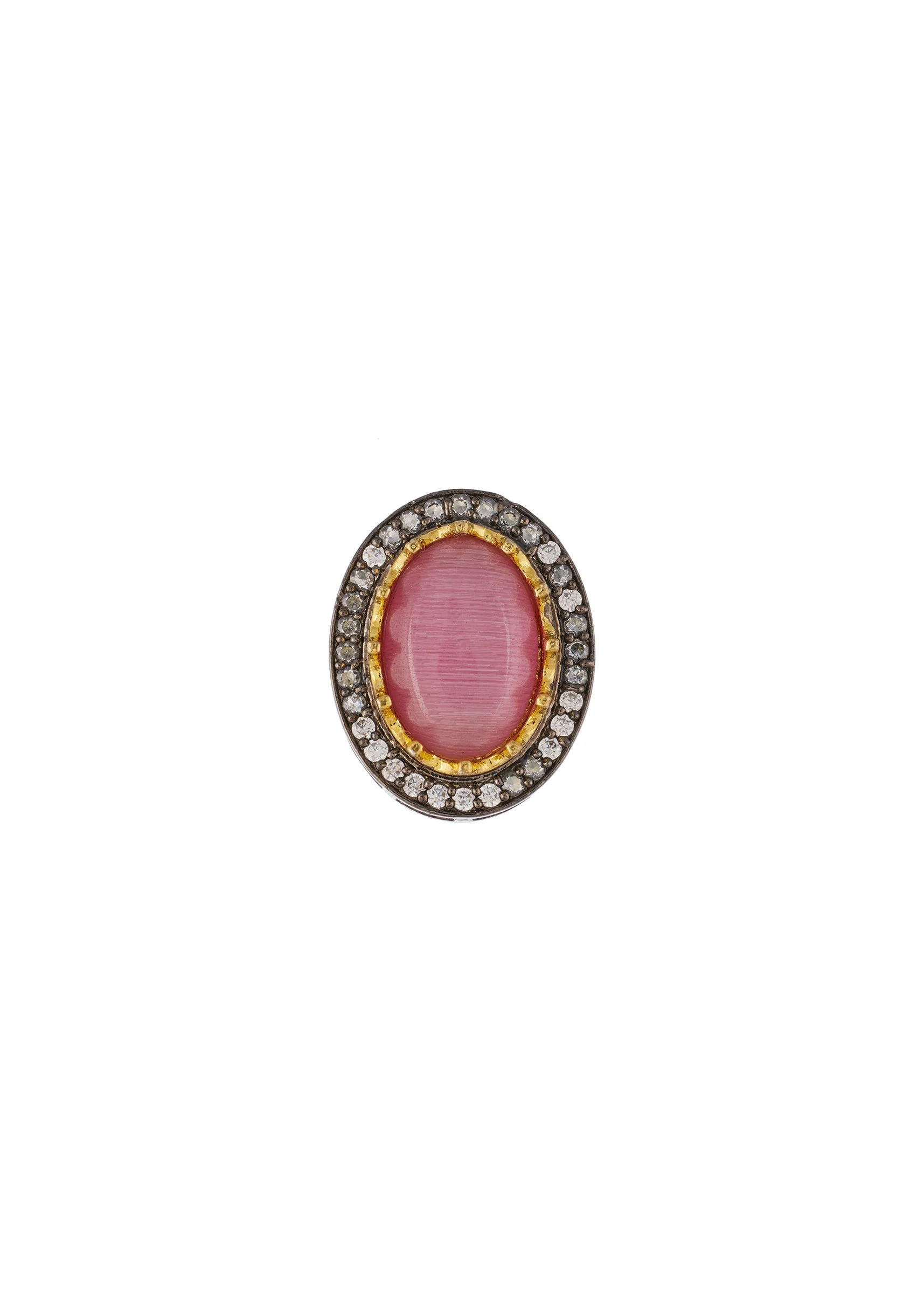 Rani Pink Studs In Kundan Jadau With Semi Precious Stones - Image 3