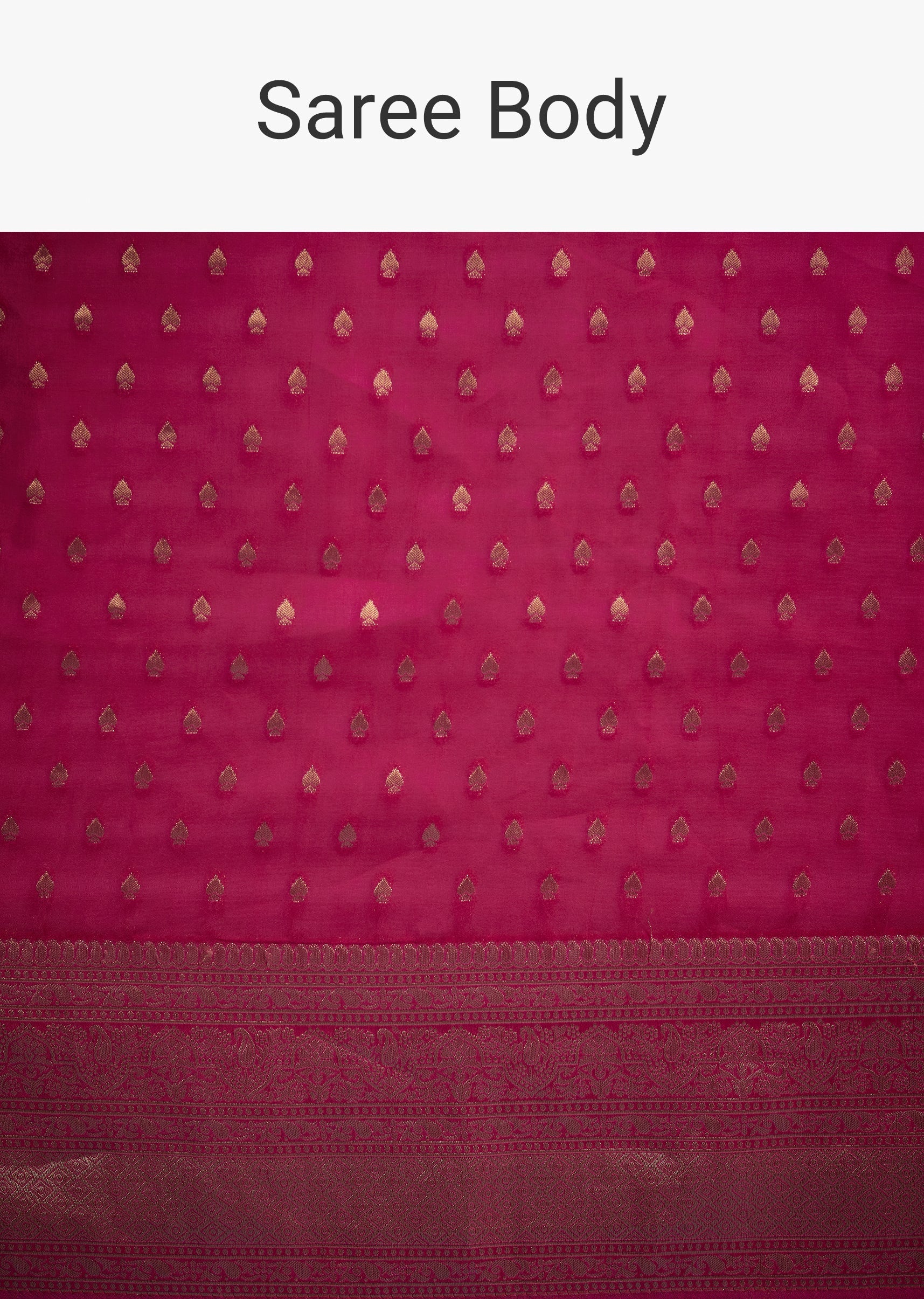 Rani Pink Tissue Silk Ready To Wear Saree With Zari Border And Butti Work - Image 9