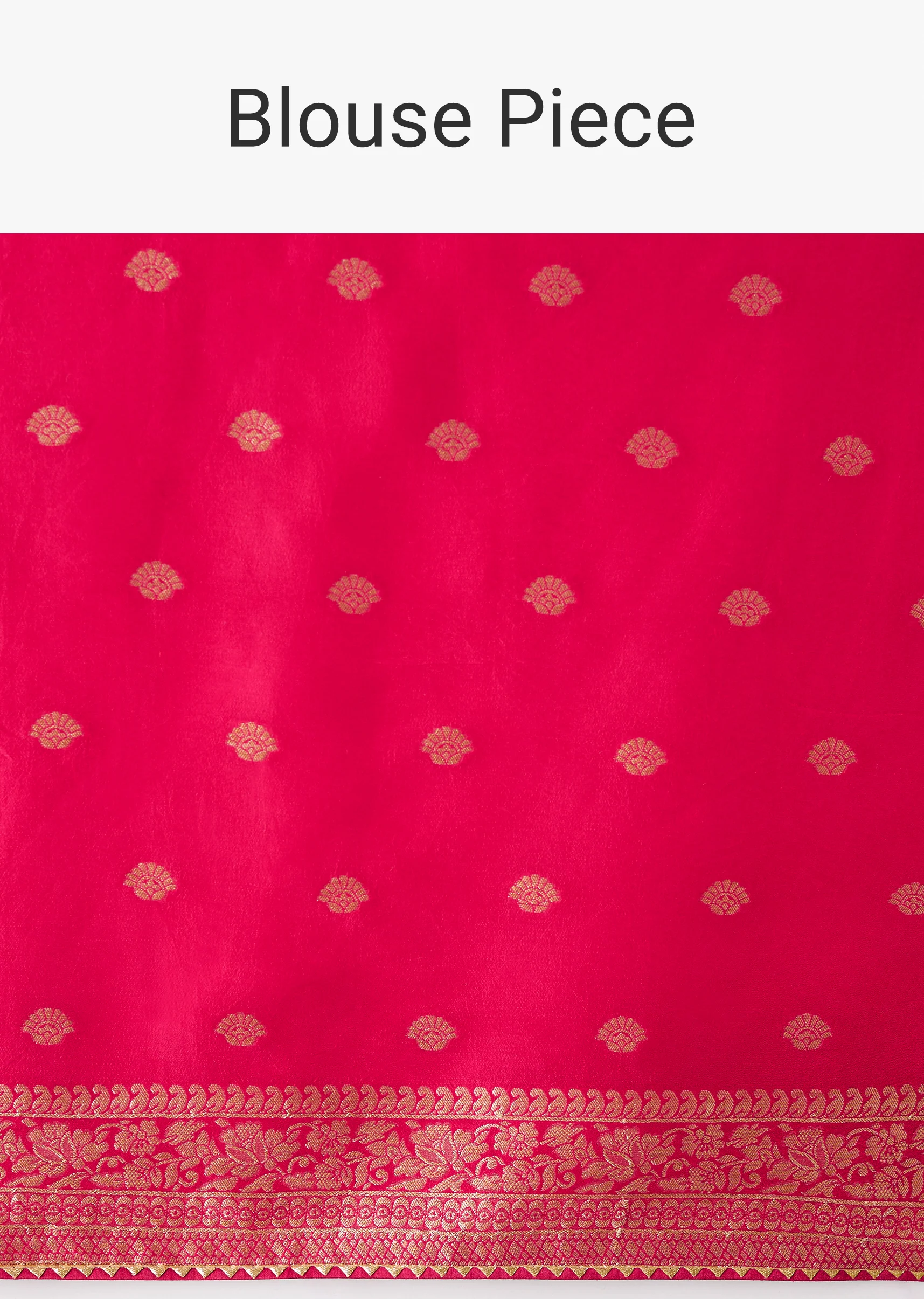 Rani Pink Woven Saree In Silk with Bandhani Detail And Unstitched Blouse Piece - Image 9