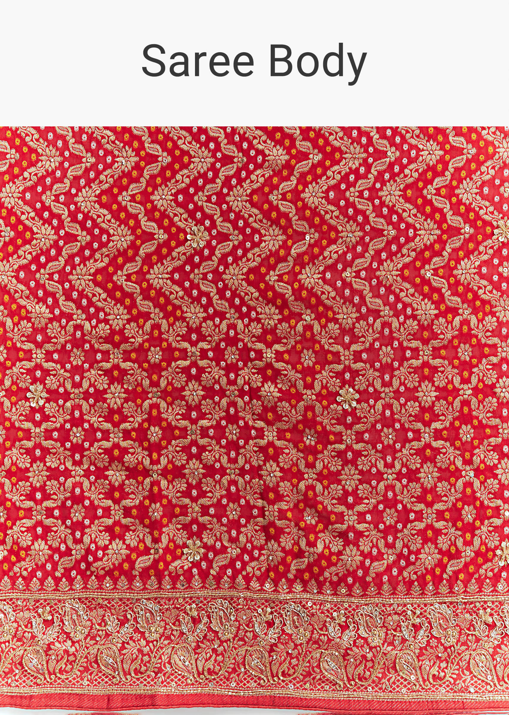 Red Banarasi Georgette Embroidered Saree With Heavy Hand Embroidery - Image 10