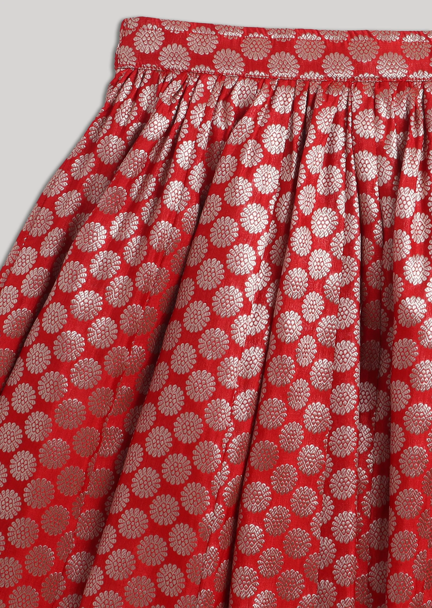 Red Banarasi Silk Lehenga Set - Image 7
