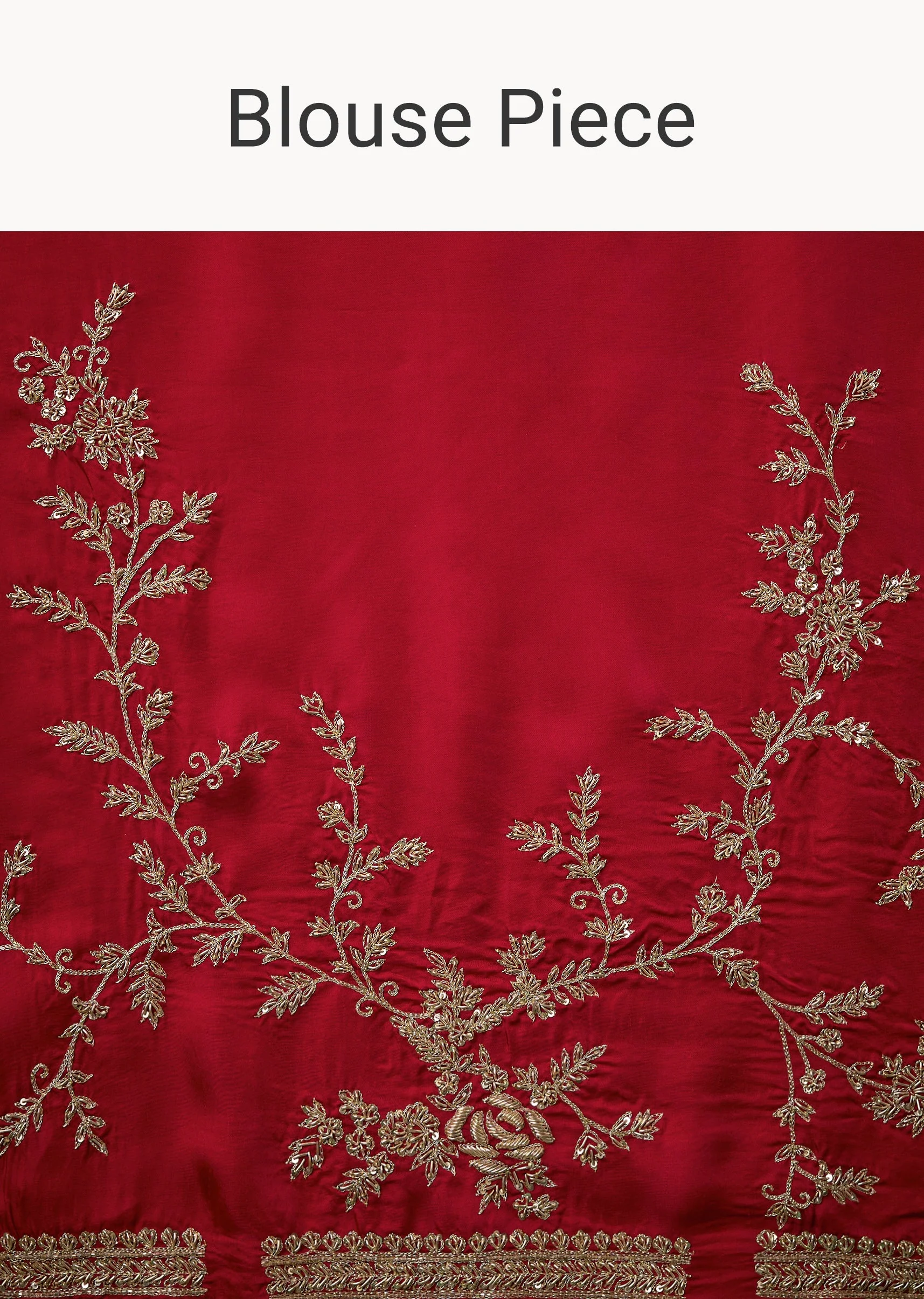Red Bridal Soft Silk Embroidered Saree with Unstitched Blouse - Image 10