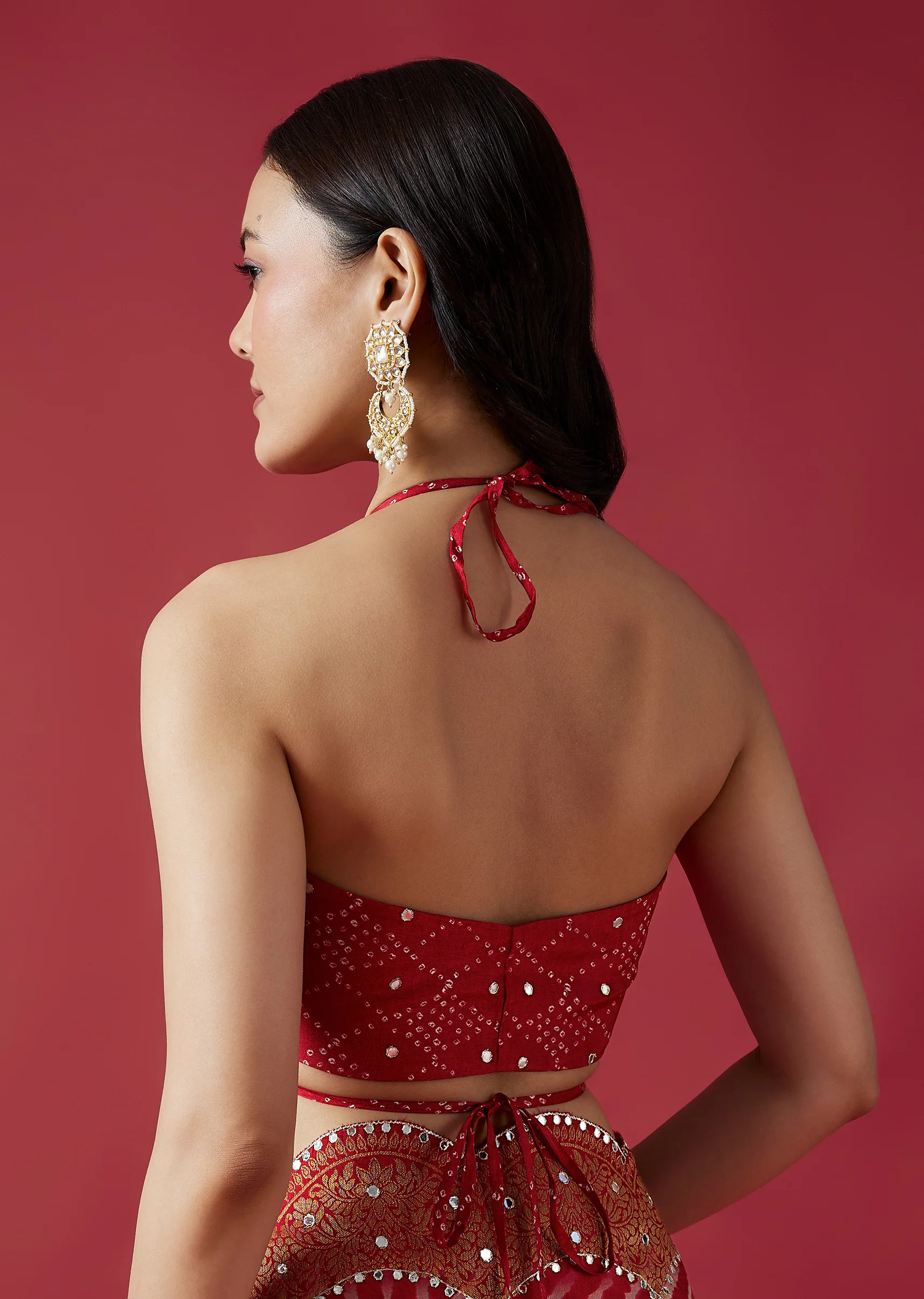 Red Celebration Duo – Printed Saree For Her And Kurta Set For Him - Image 8