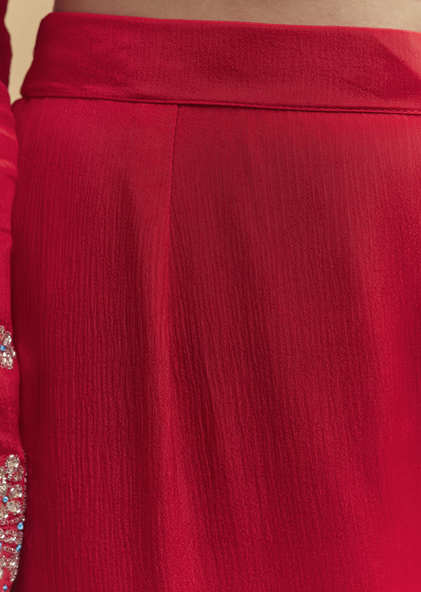 Red Chinon Sharara Suit With Intricate Cutdana Work - Image 6