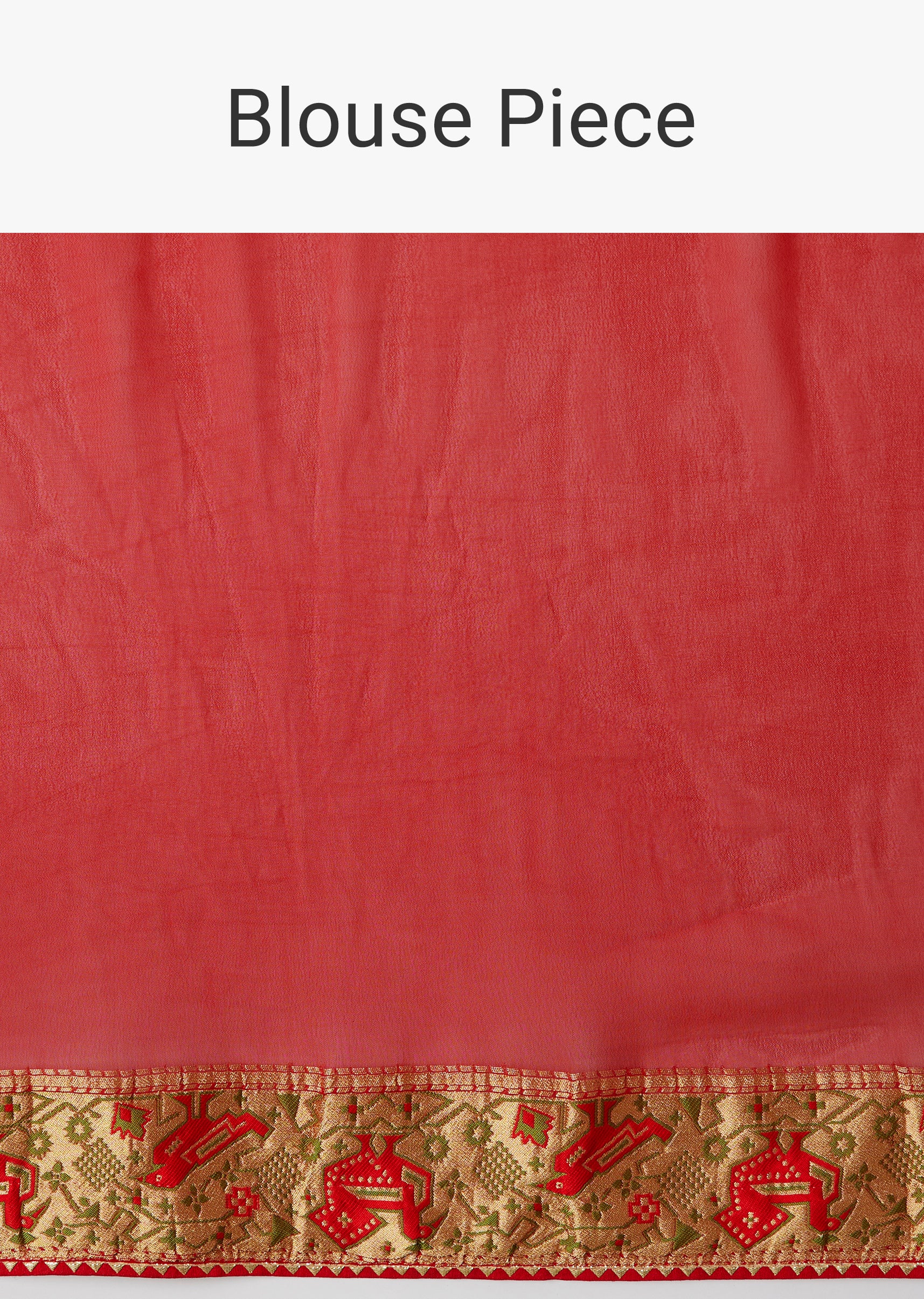 Red Dola Silk Bandhani Saree With Multicolor Animal Motifs And Gota Border - Image 11