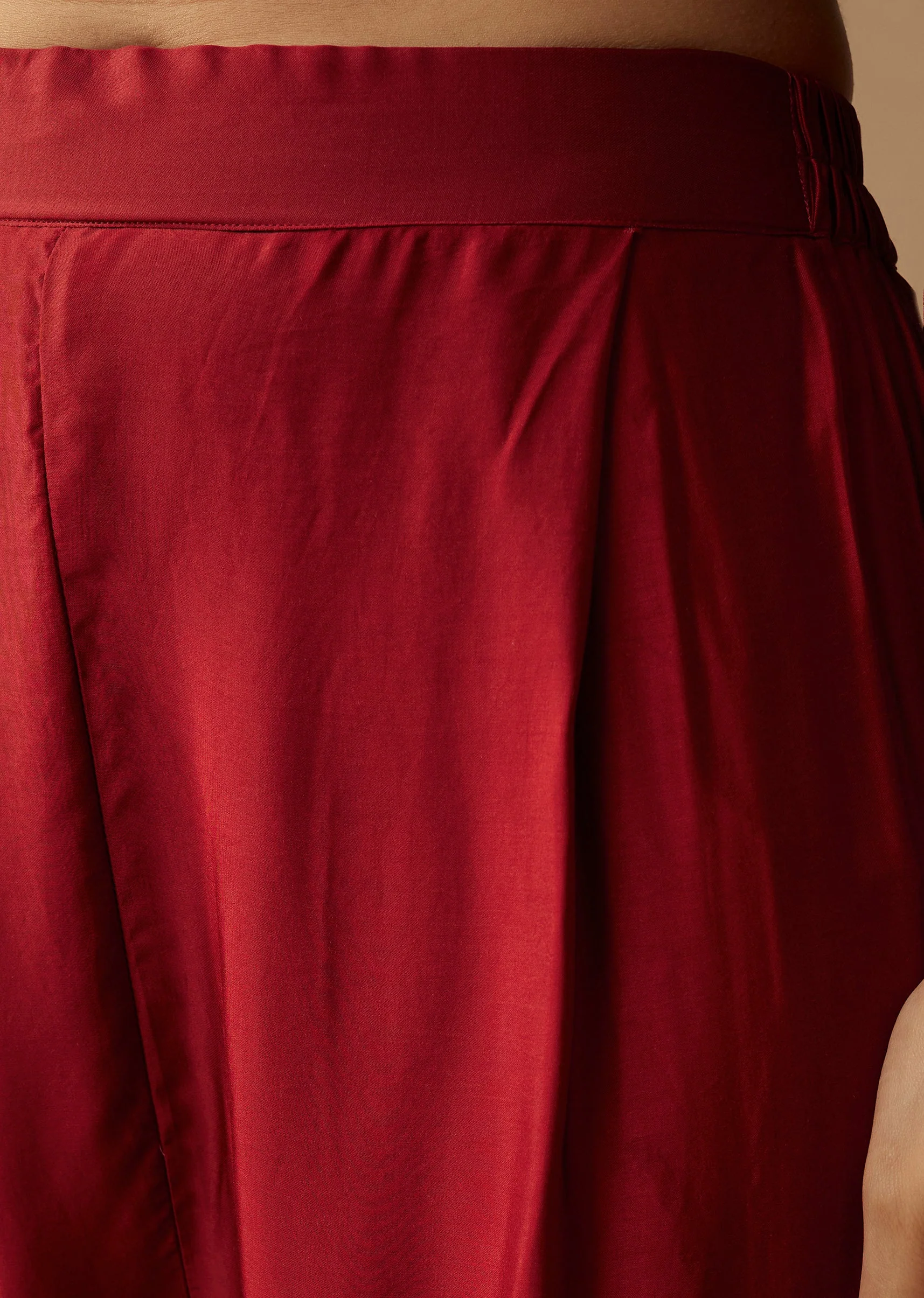Red Hand Dyed Ajrakh Tunic and Pant Set - Image 6