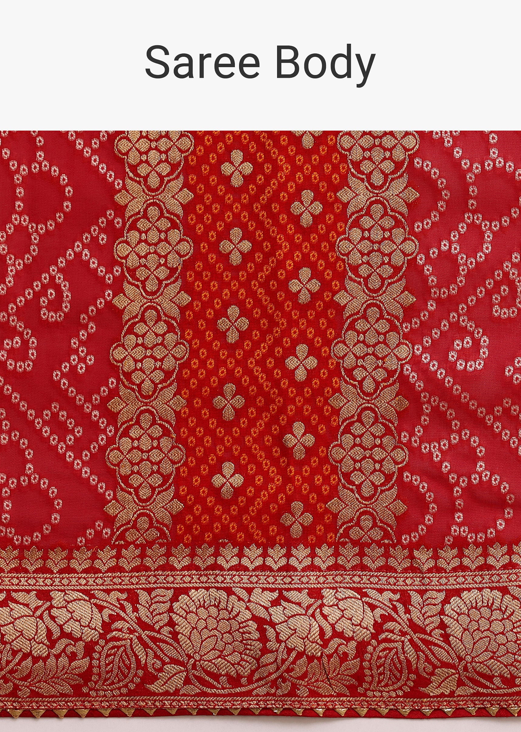 Red Khaddi Georgette Woven Saree With Gotta Patti Border - Image 9