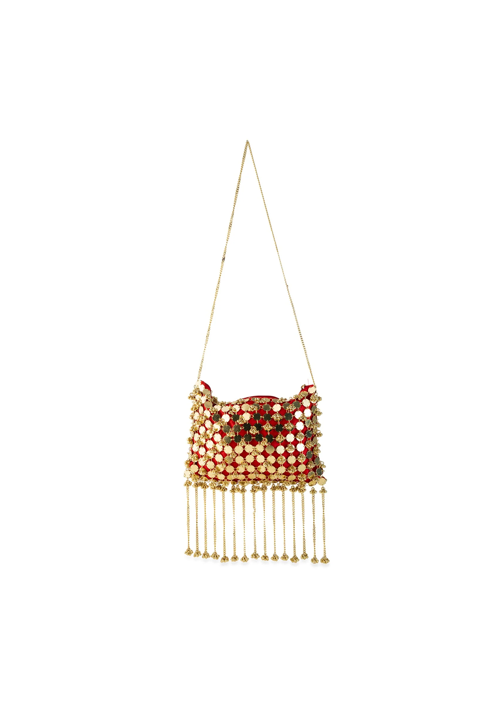 Red Mirror Disc Tassel Bag - Image 3